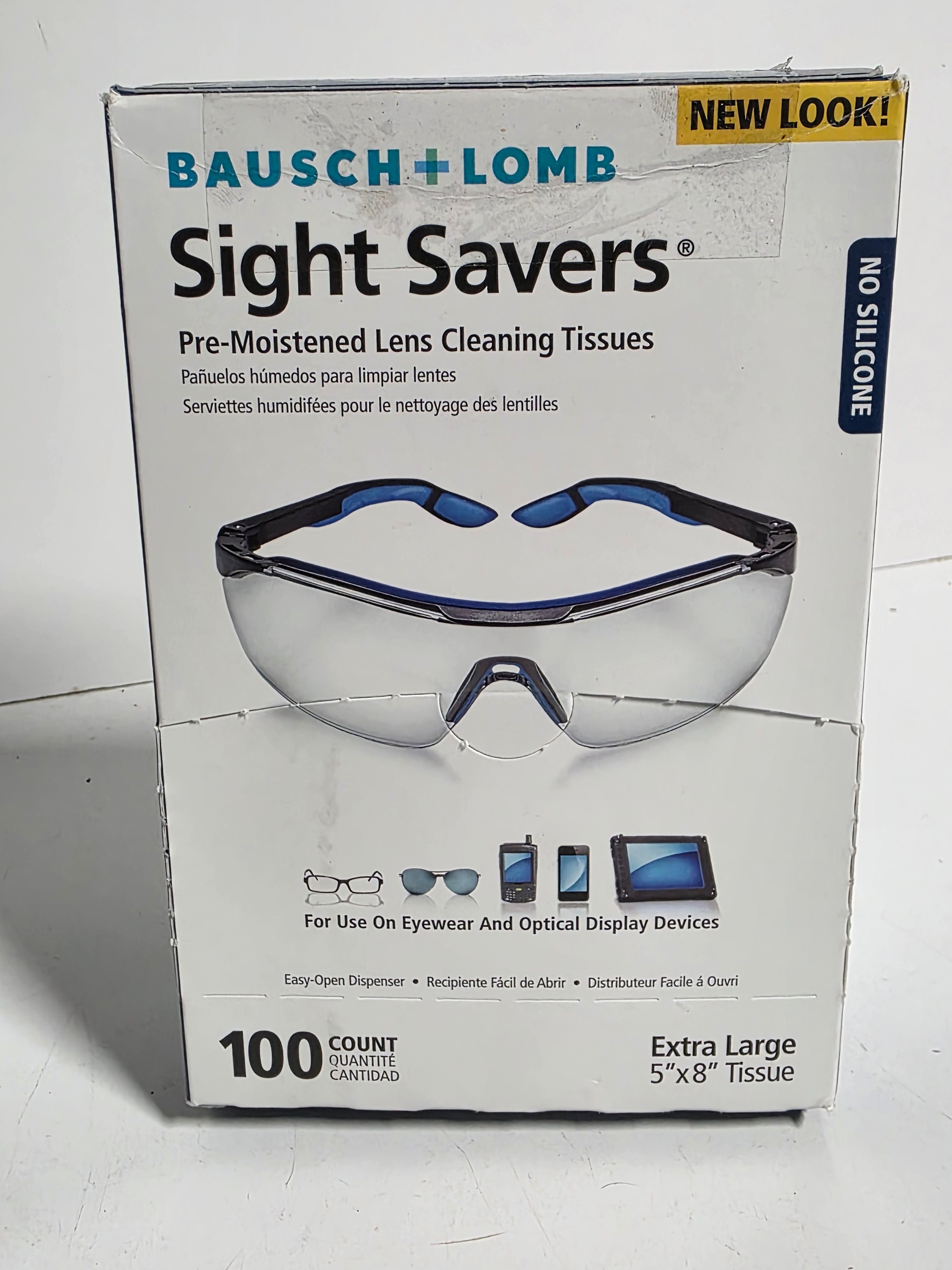 Bausch Lomb Sight Savers Pre Moistened Lens Cleaning Tissues 100 Count Box Extra