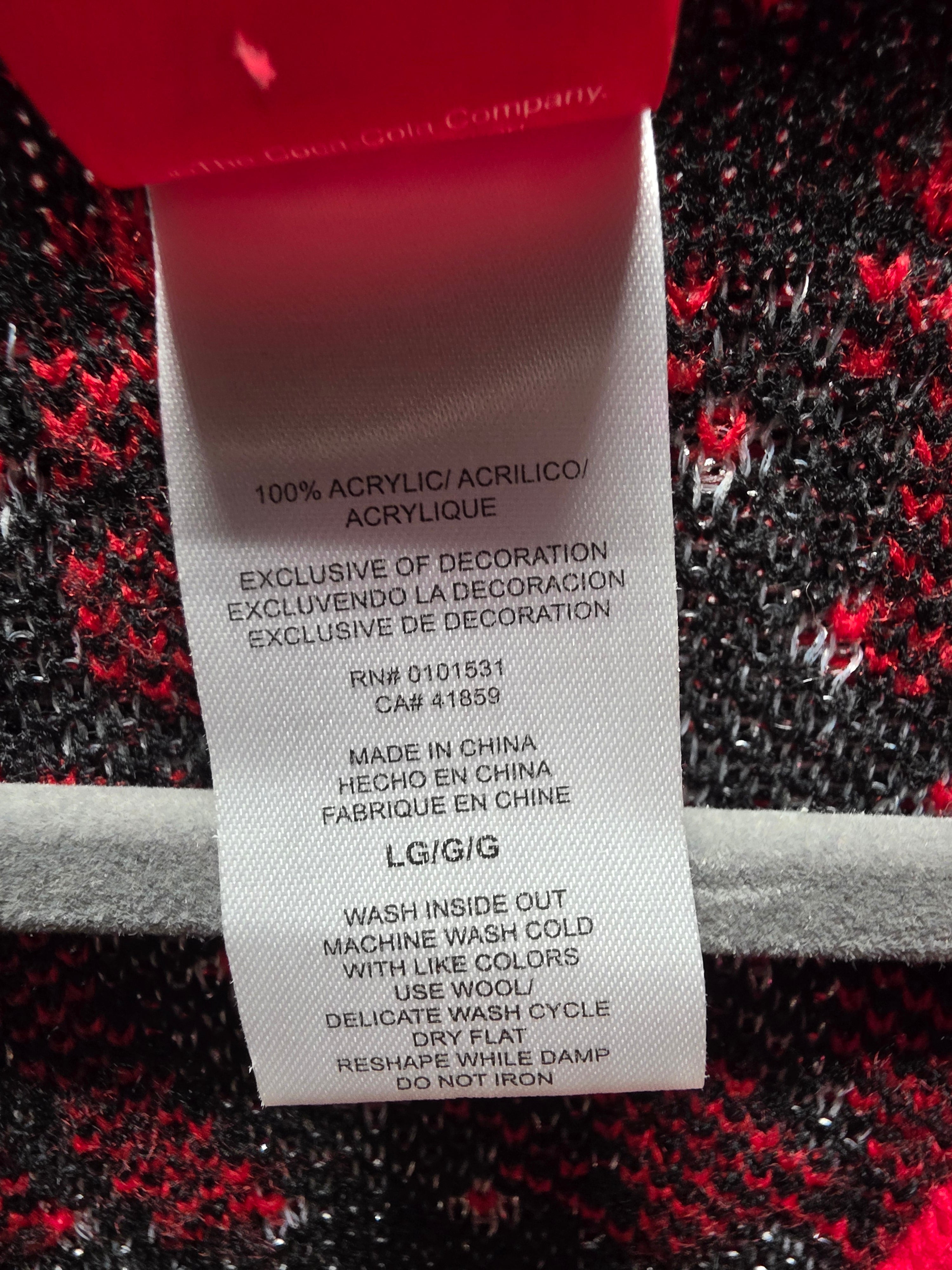 Coca Cola Holiday Knit Cardigan Sweater Pom Pom Ugly Christmas Red Black Size L