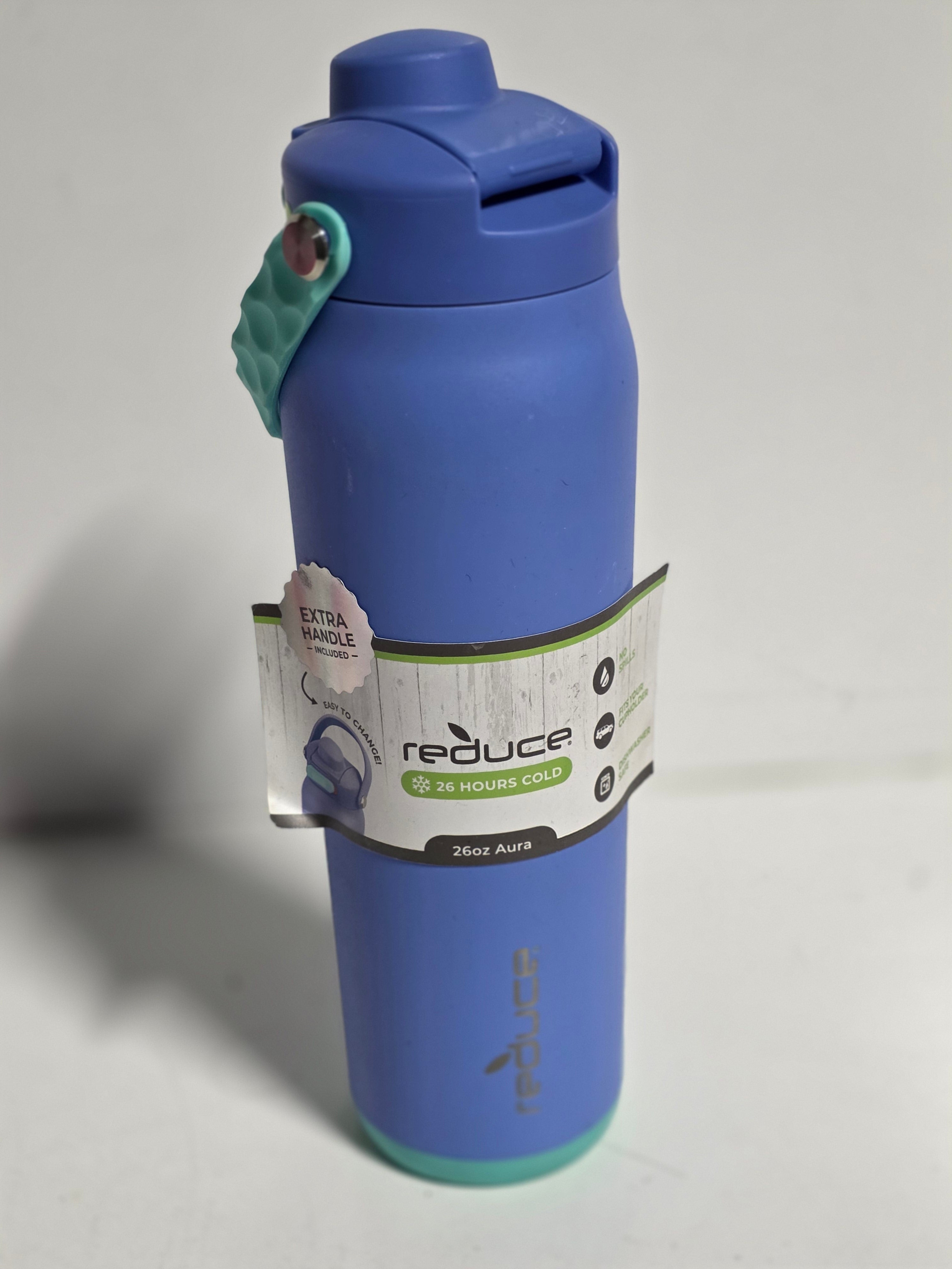 Reduce Insulated Stainless Steel Water Bottle 26oz Aura Leakproof Flip Lid Blue