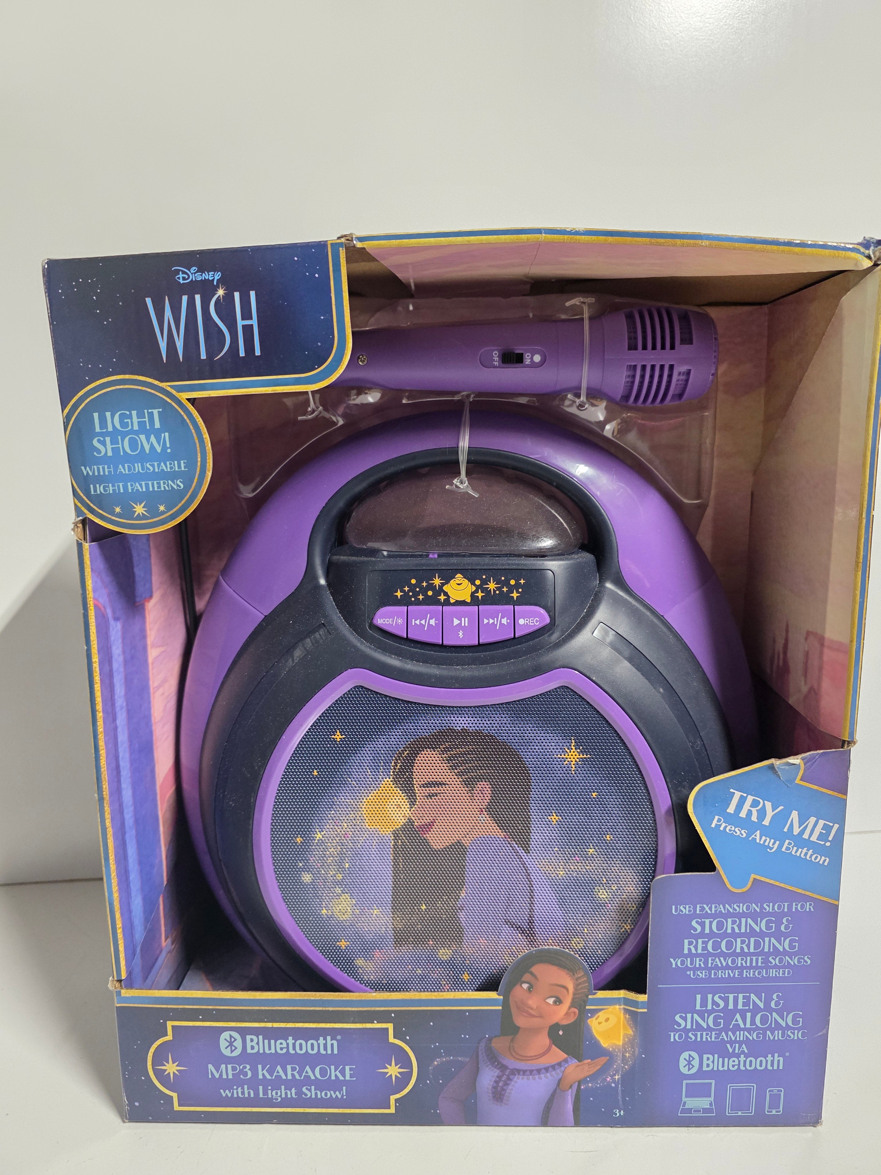 Disney Wish Bluetooth MP3 Karaoke Speaker Light Show Microphone Toy Set Kids
