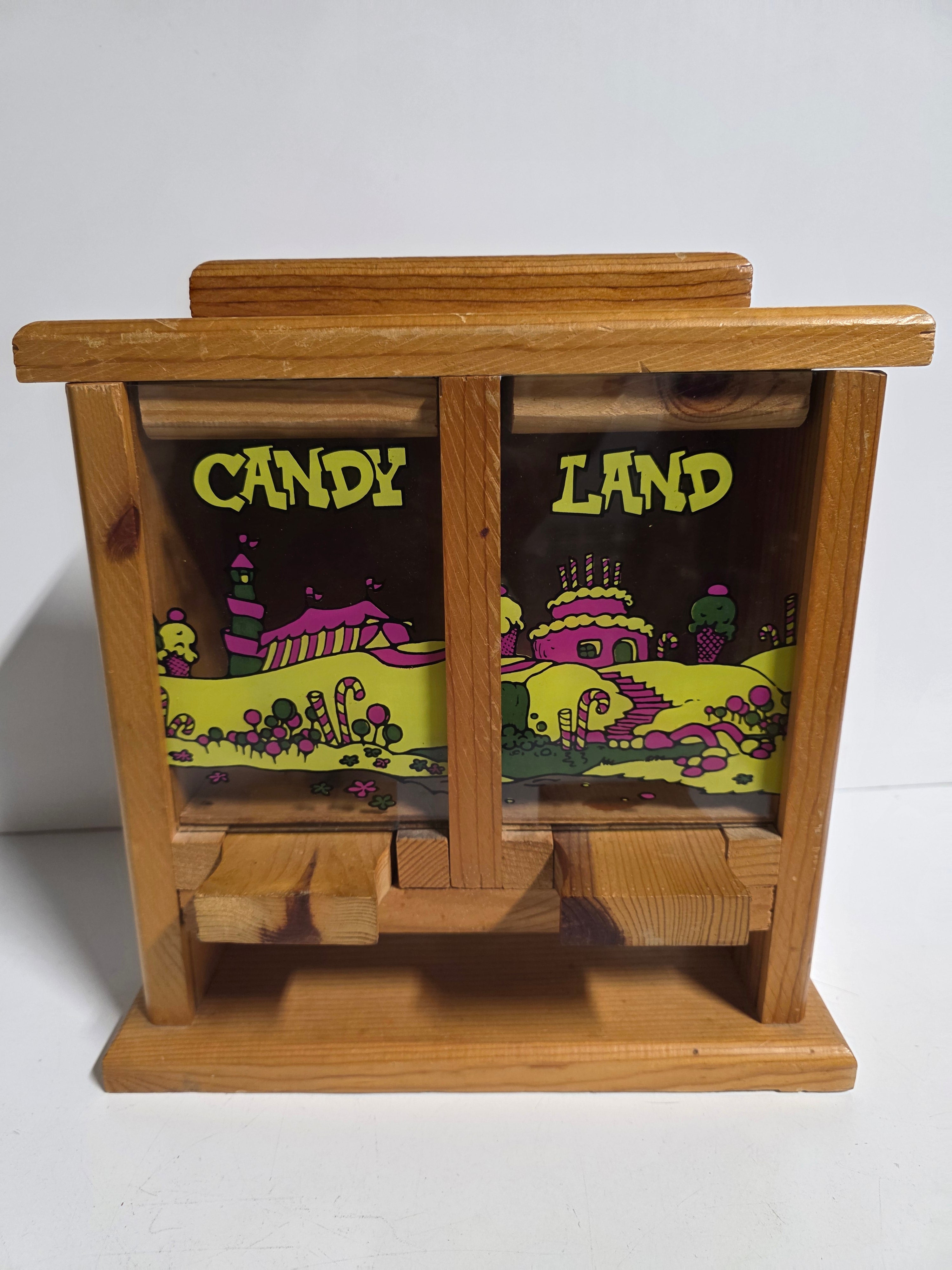 Vintage Candy Land Wooden Double Bin Countertop Candy Dispenser Display Decor