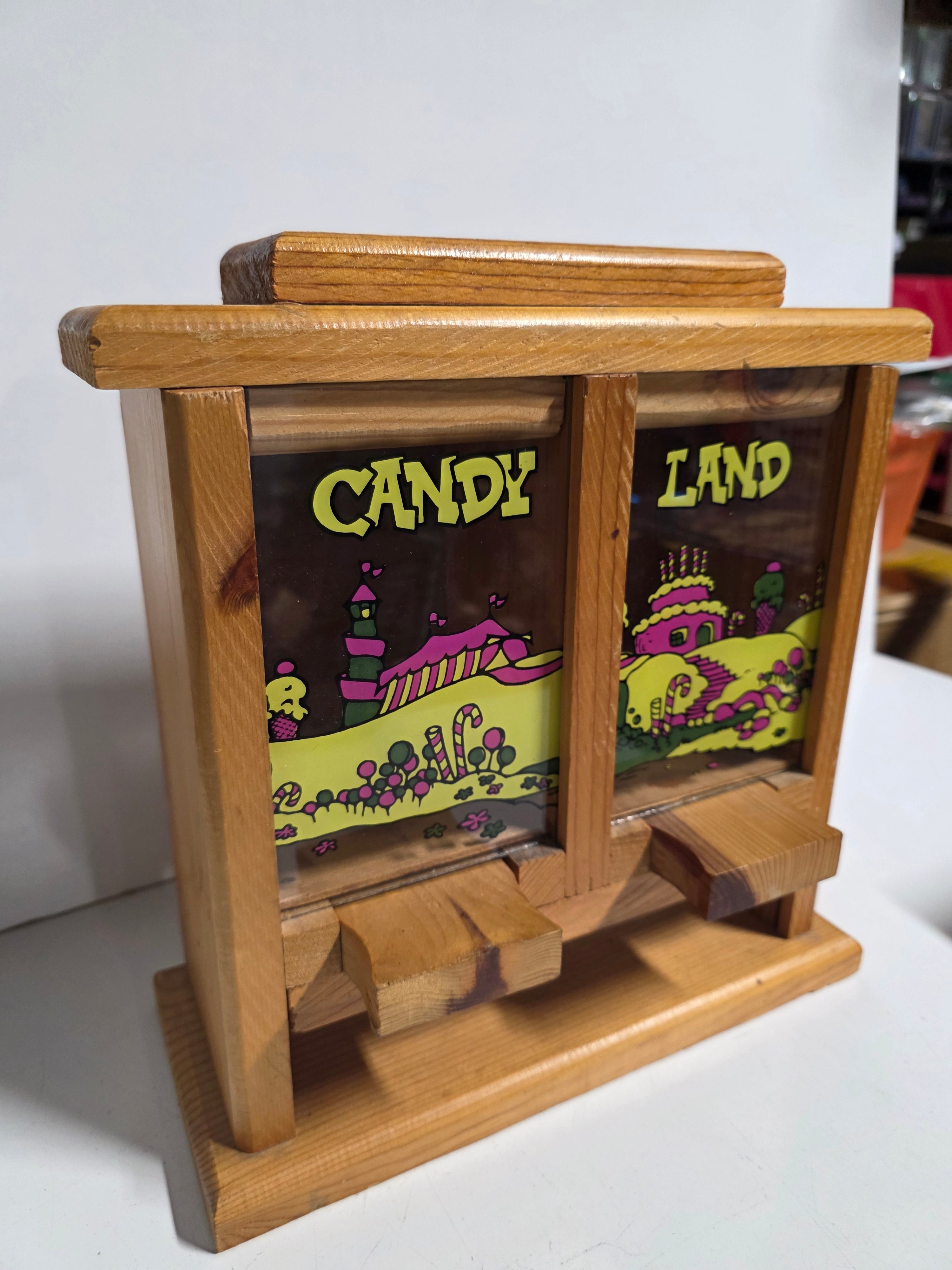 Vintage Candy Land Wooden Double Bin Countertop Candy Dispenser Display Decor