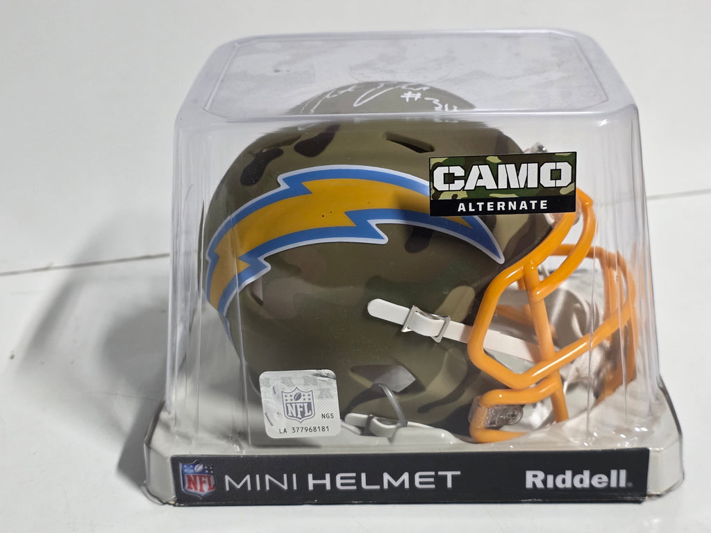 Riddell Chargers Austin Ekeler Signed Autograph Camo Mini Helmet Collectible NFL