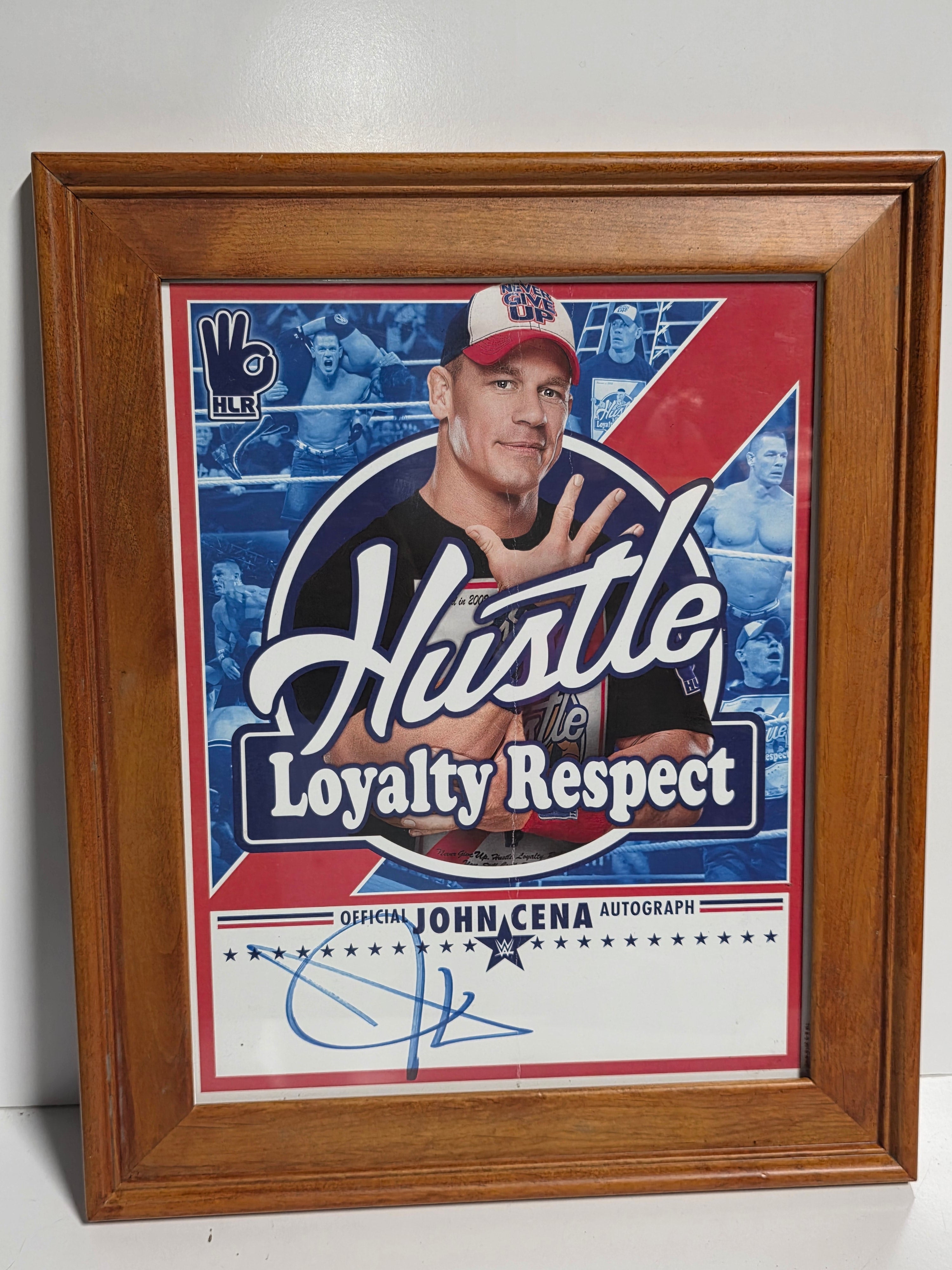 John Cena Framed Authentic Autograph Hustle Loyalty Respect WWE Collectible