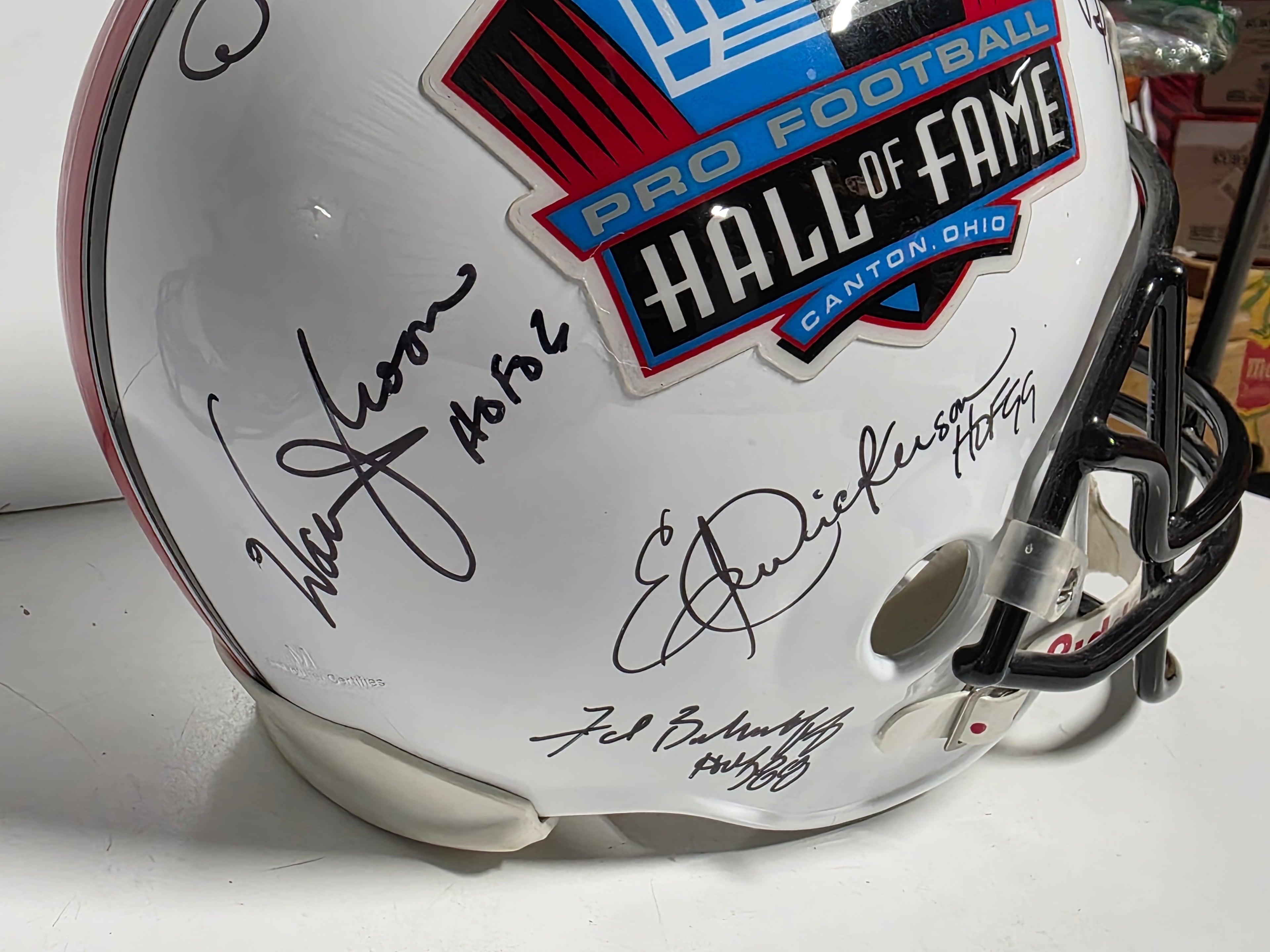 Joe Greene Eric Dickerson Warren Moon Multi Star Autographed Pro Football HOF Helmet