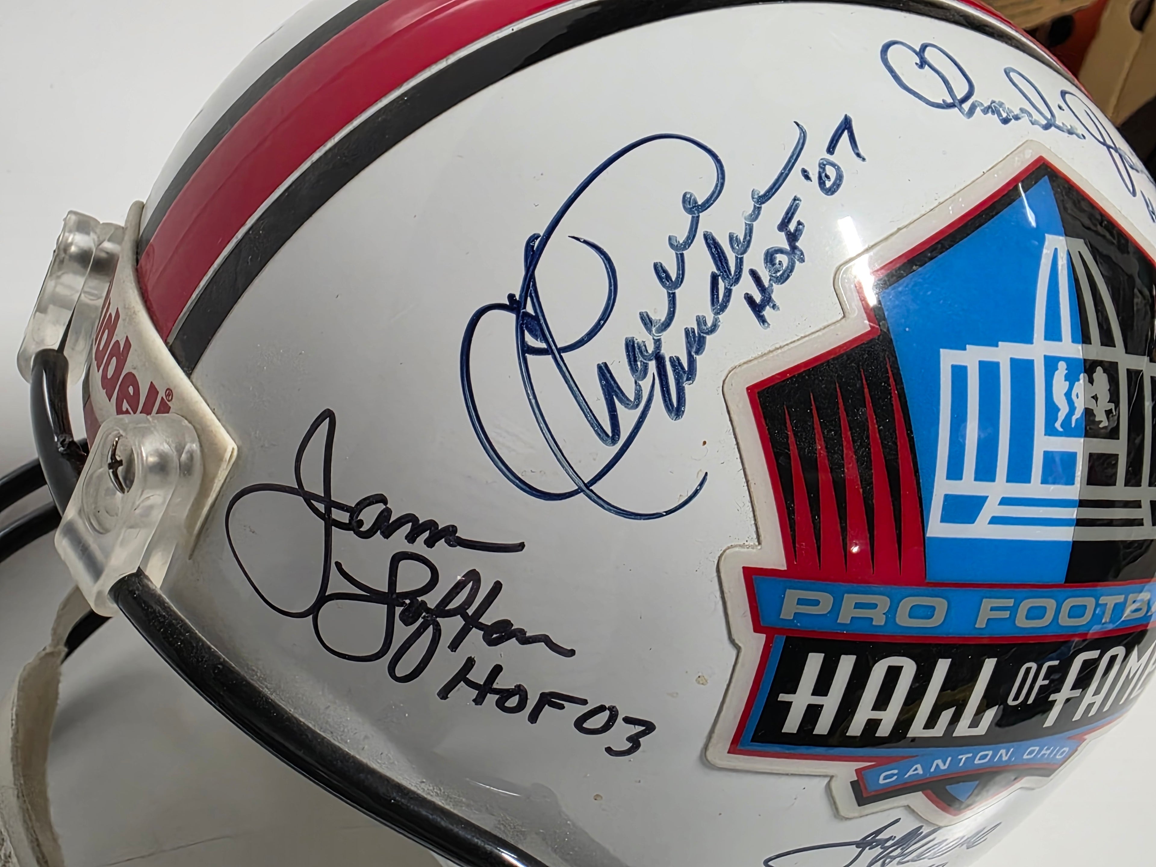Joe Greene Eric Dickerson Warren Moon Multi Star Autographed Pro Football HOF Helmet