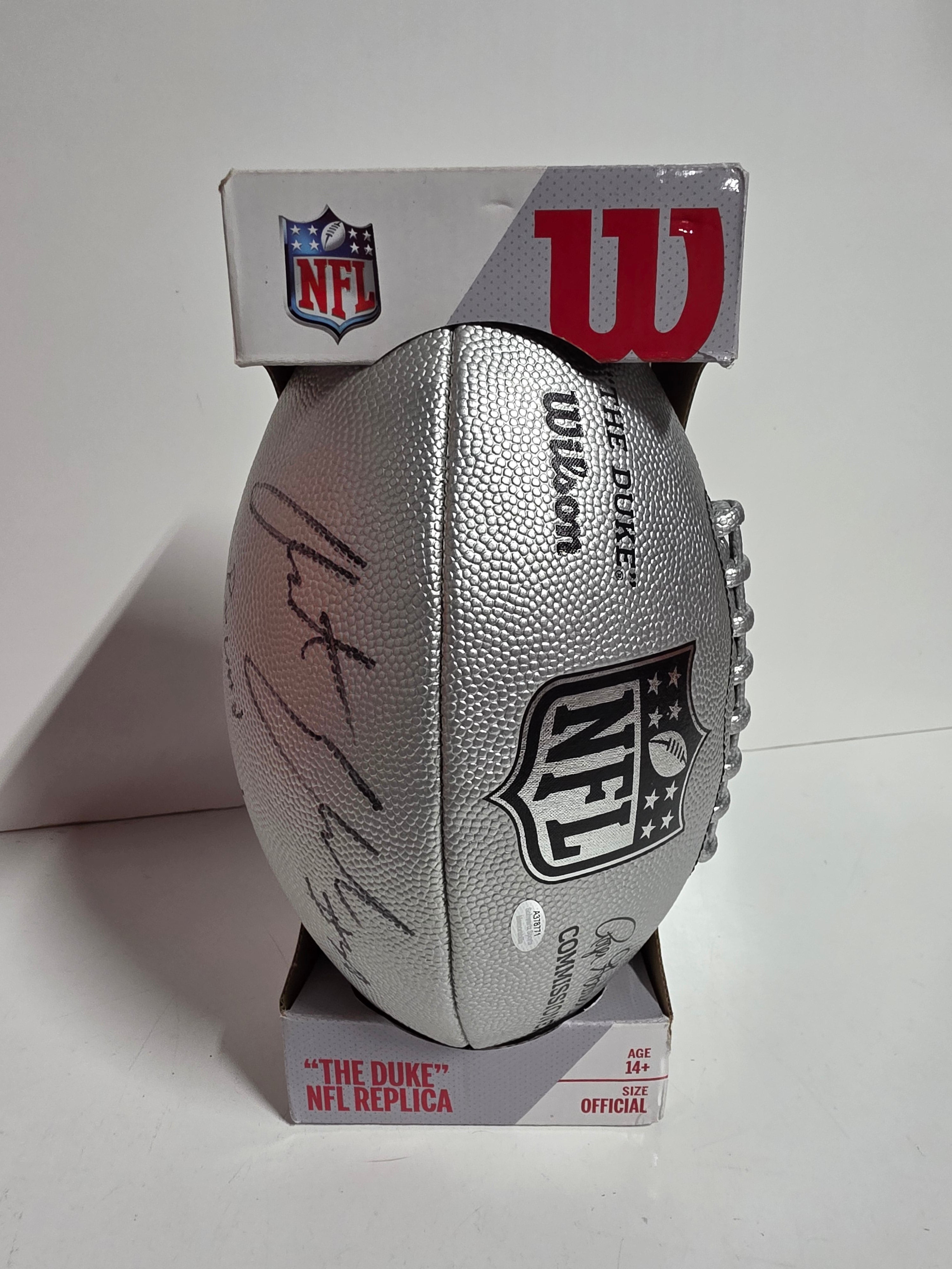 Wilson NFL The Duke Silver Football Signed Austin Ekeler Autograph Chargers Collectible