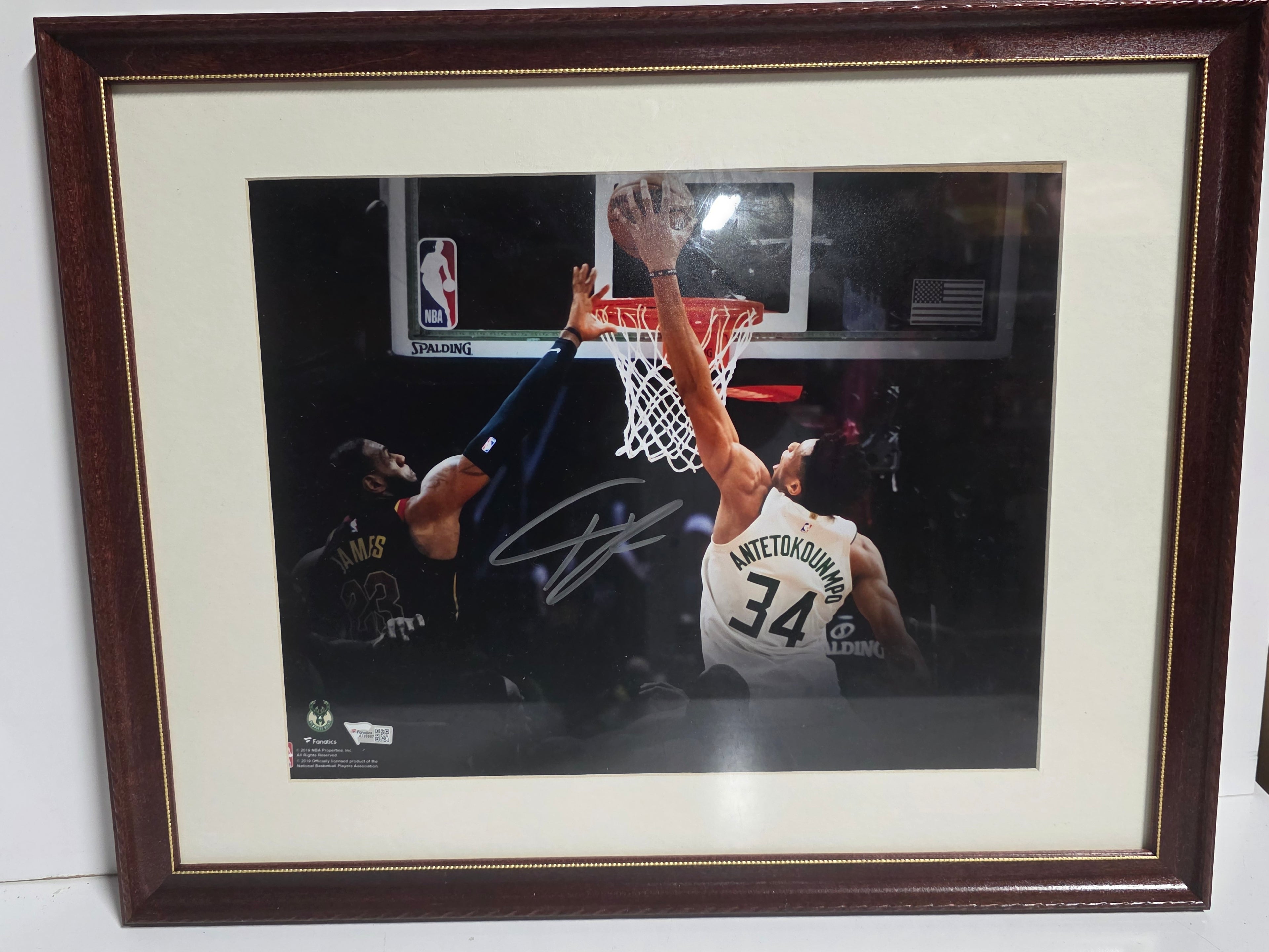 Giannis Antetokounmpo Signed Milwaukee Bucks Framed NBA Action Photo Autograph