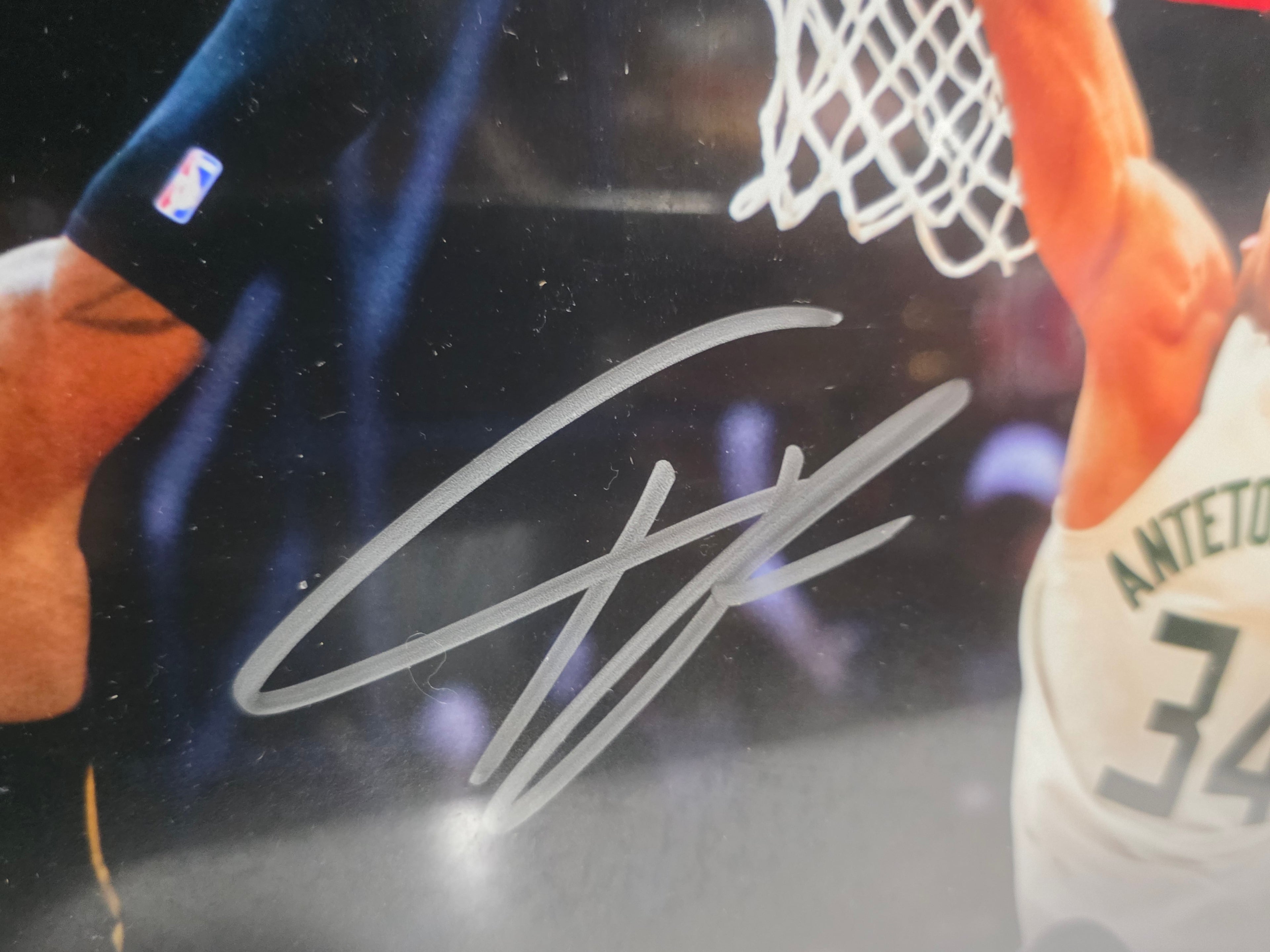 Giannis Antetokounmpo Signed Milwaukee Bucks Framed NBA Action Photo Autograph
