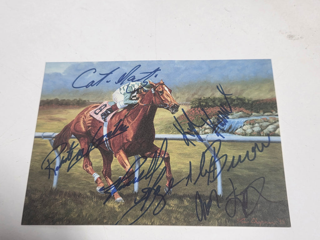 Vintage Soviet Problem Horse Racing Signed Autograph Art Print Multi Signed