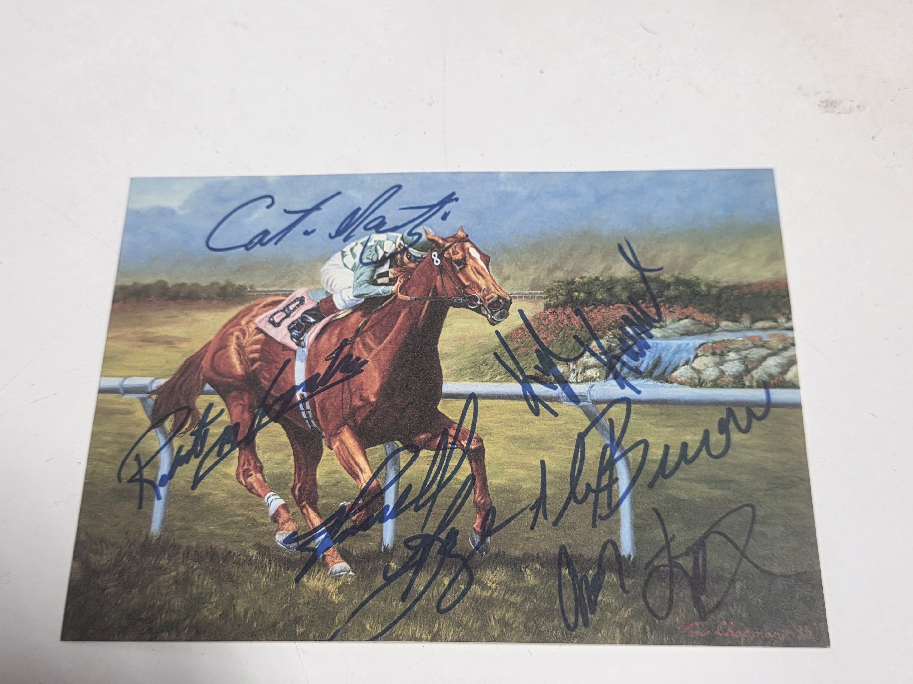 Vintage Soviet Problem Horse Racing Signed Autograph Art Print Multi Signed
