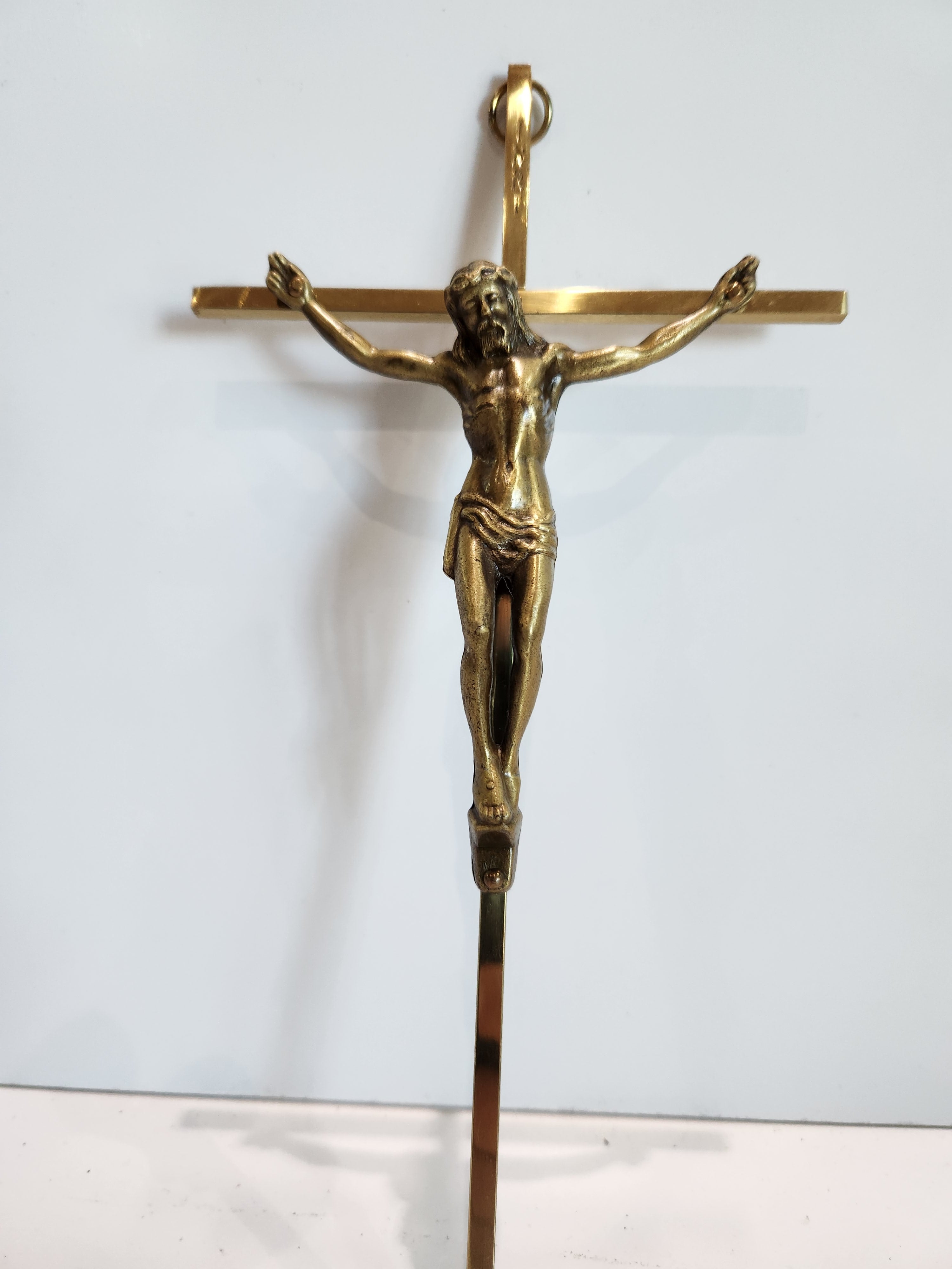 Title Vintage INRI Brass Crucifix Wall Cross Jesus Christ Religious Wall Hanging