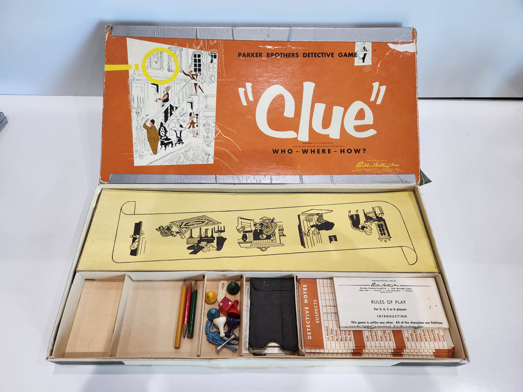 Vintage Parker Brothers Clue Board Game 1956 Detective Game Complete