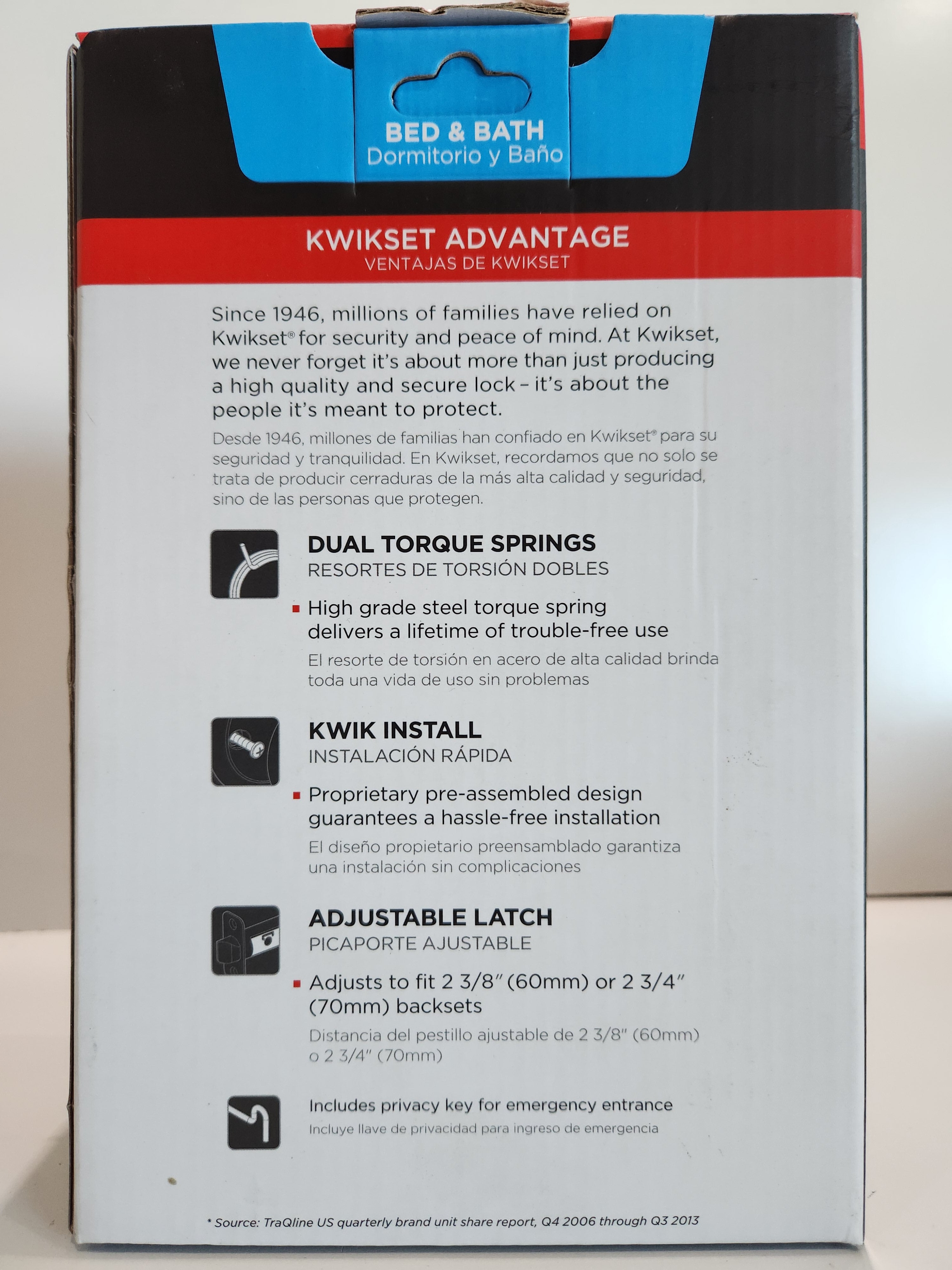Kwikset Bed & Bath Privacy Door Lever Polished Brass ANSI Grade 2