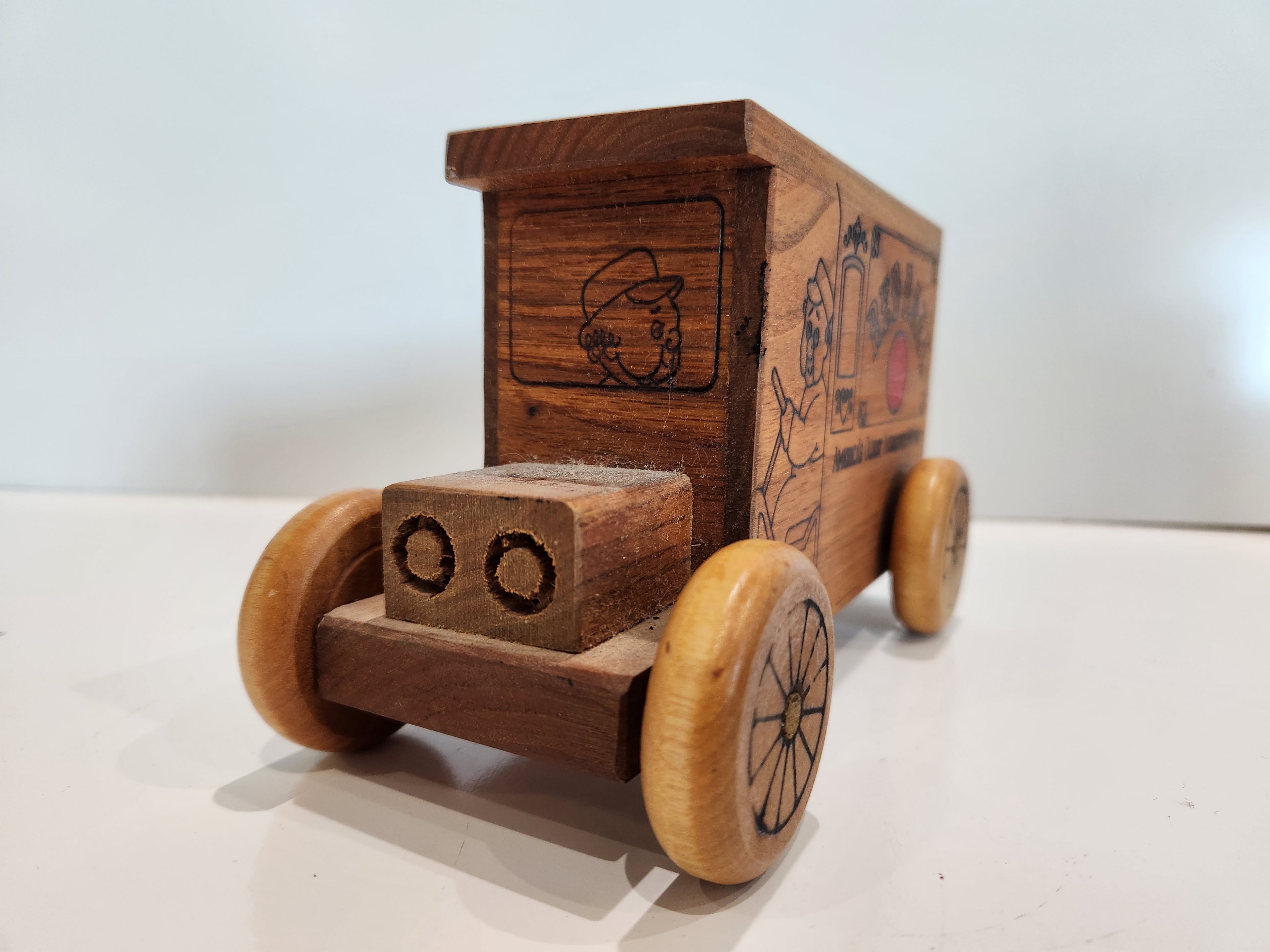 Toystalgia Freshlike Canned Goods Wood Bank Delivery Bank Vintage Advertisement