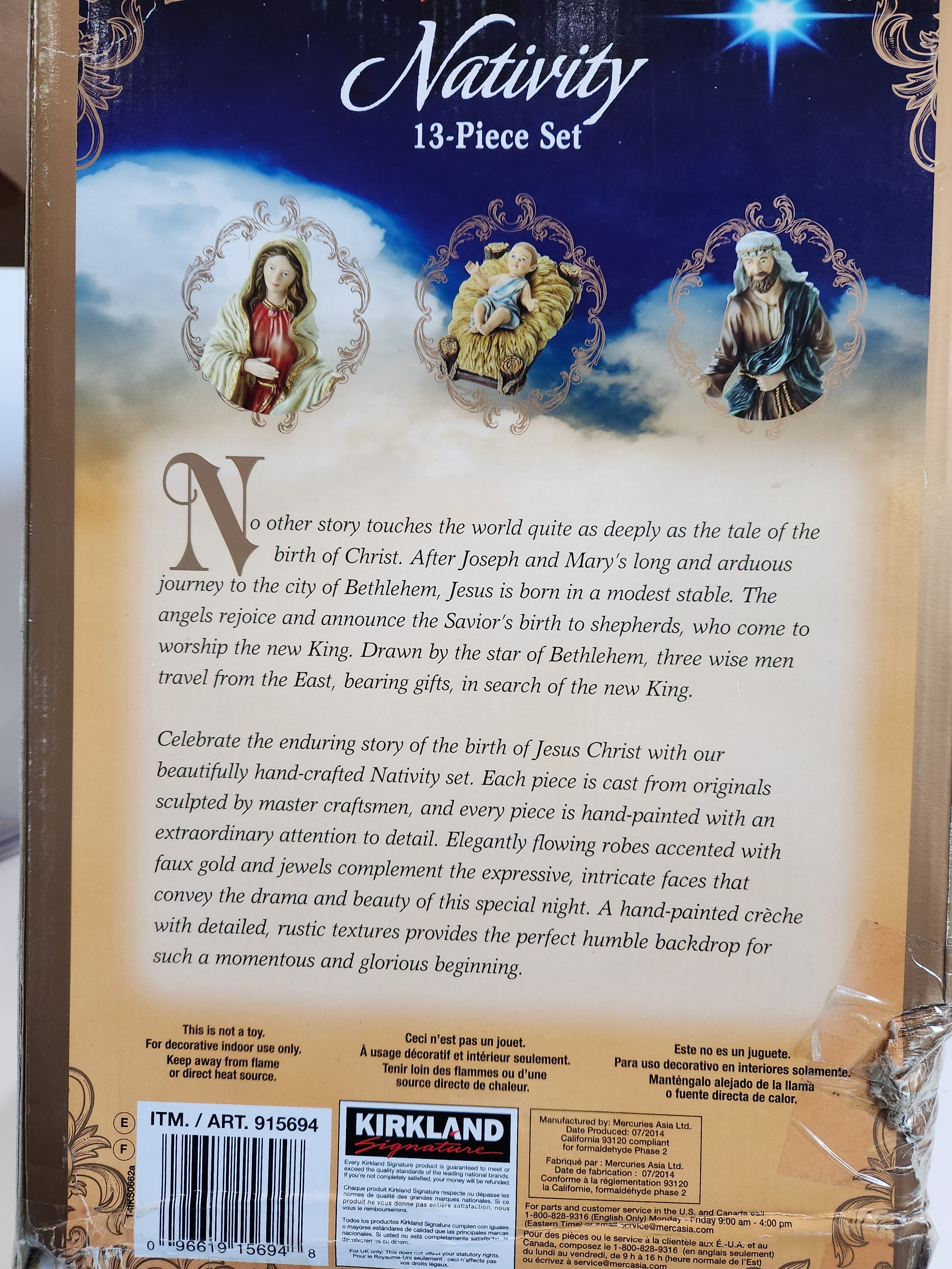 Kirkland Signature Creche de Noel NATIVITY 13 Piece Set Christmas 2014