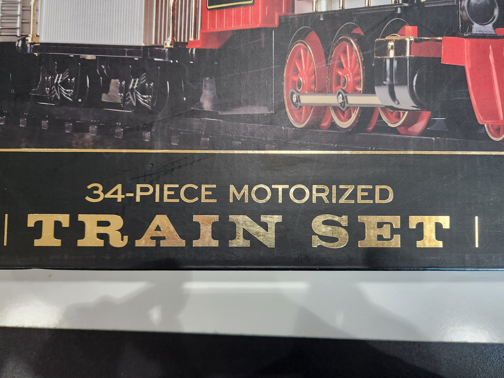 FAO Schwarz 34 Piece Motorized Christmas Train Set Light Sound 20Ft Track