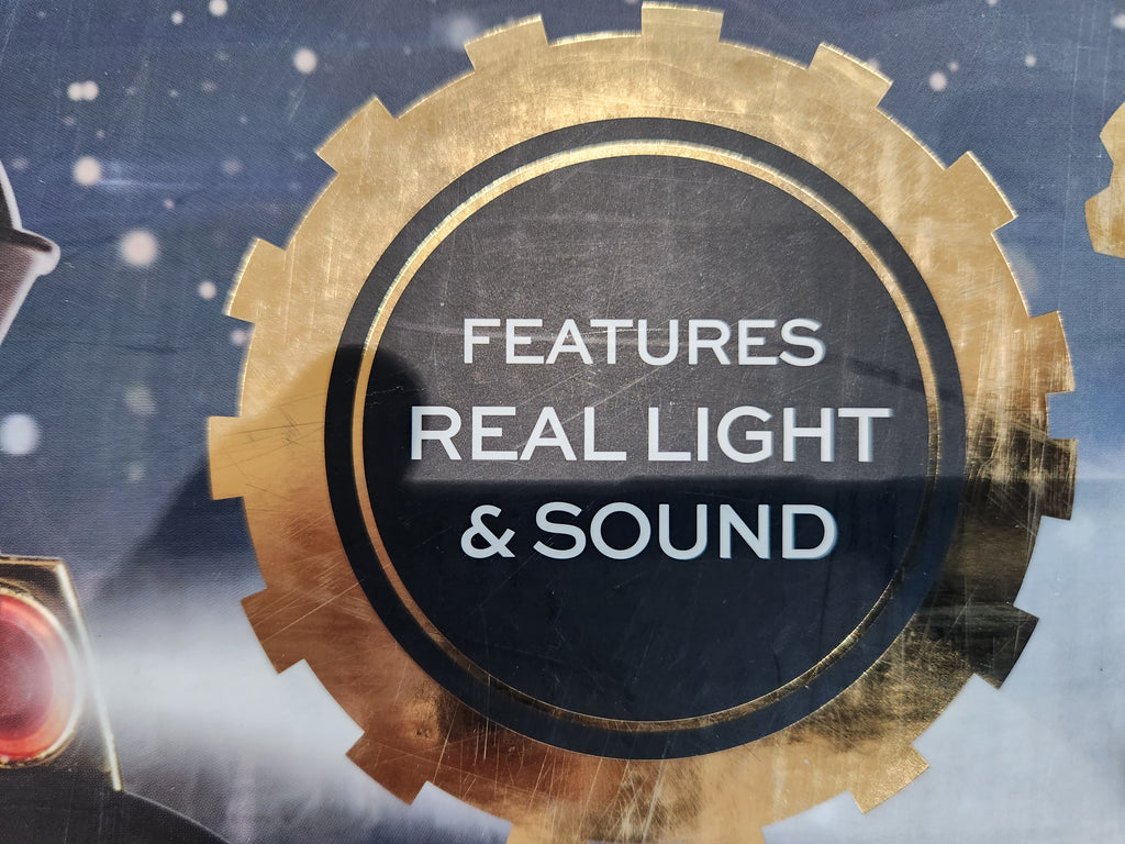 FAO Schwarz 34 Piece Motorized Christmas Train Set Light Sound 20Ft Track