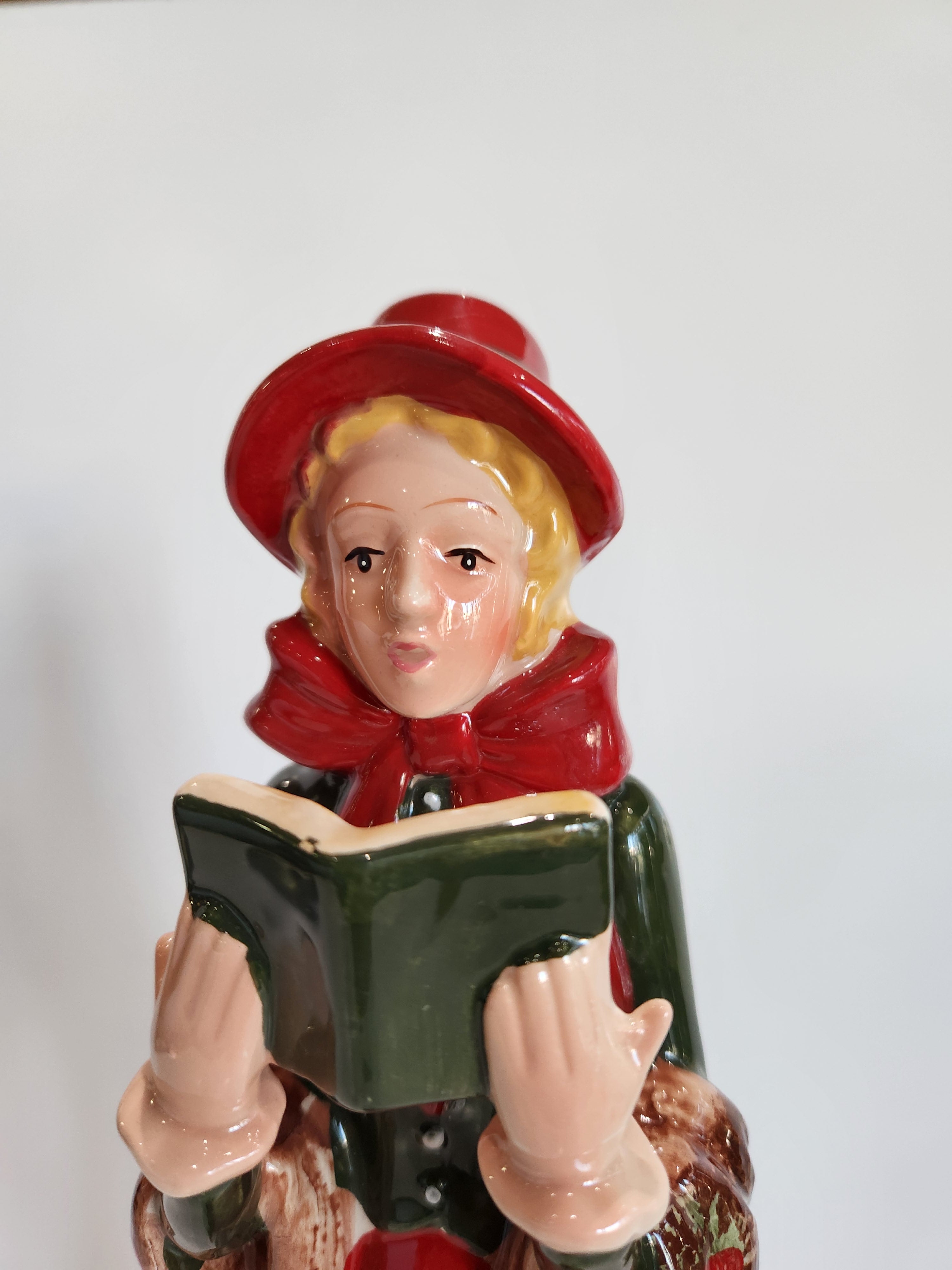 Vintage Christmas Caroler Girl Figurine Ceramic Holiday Singer Statue Decor