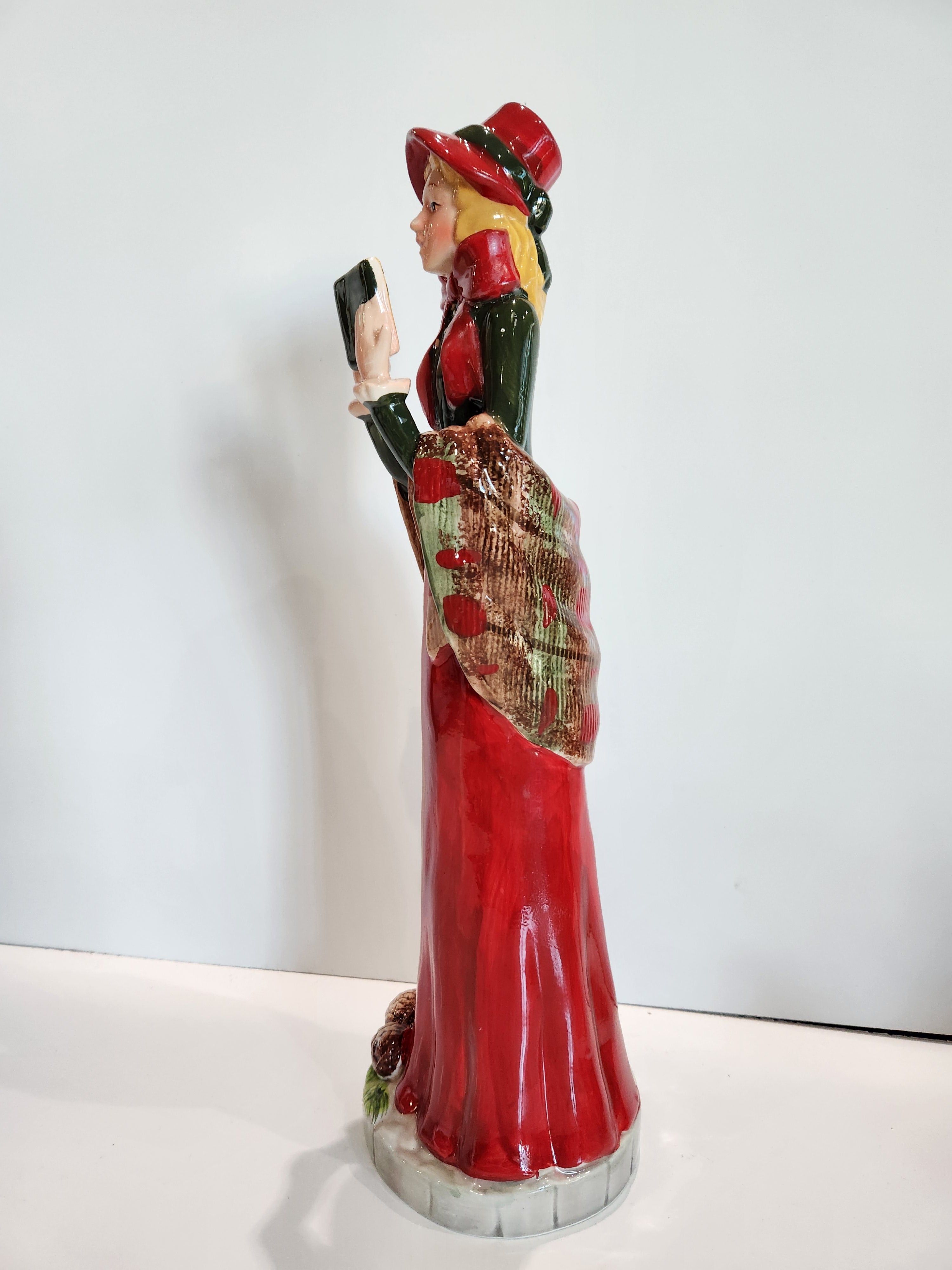 Vintage Christmas Caroler Girl Figurine Ceramic Holiday Singer Statue Decor