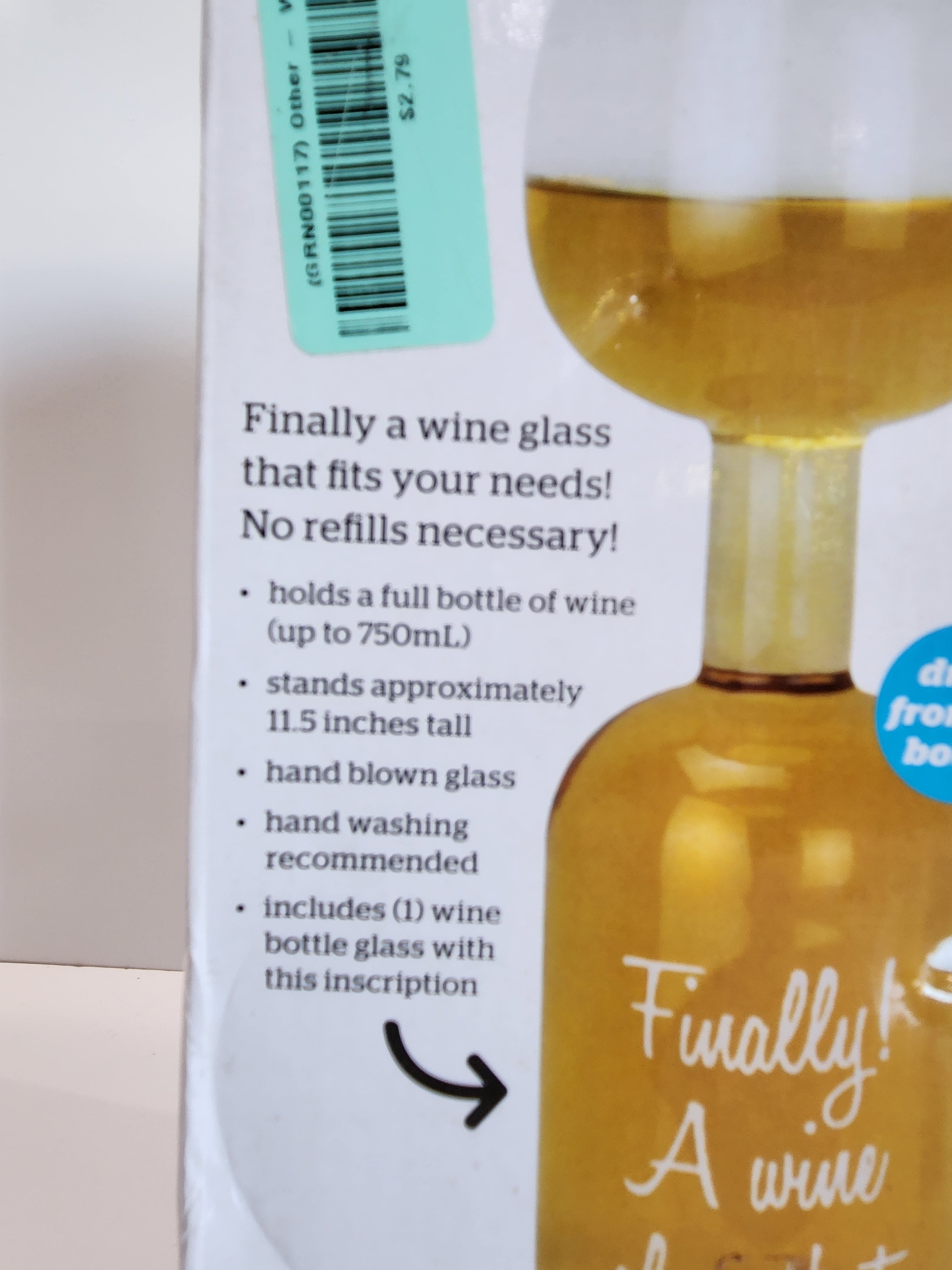 BigMouth Inc The Original Wine Bottle Glass Holds Full Bottle 750ml Novelty