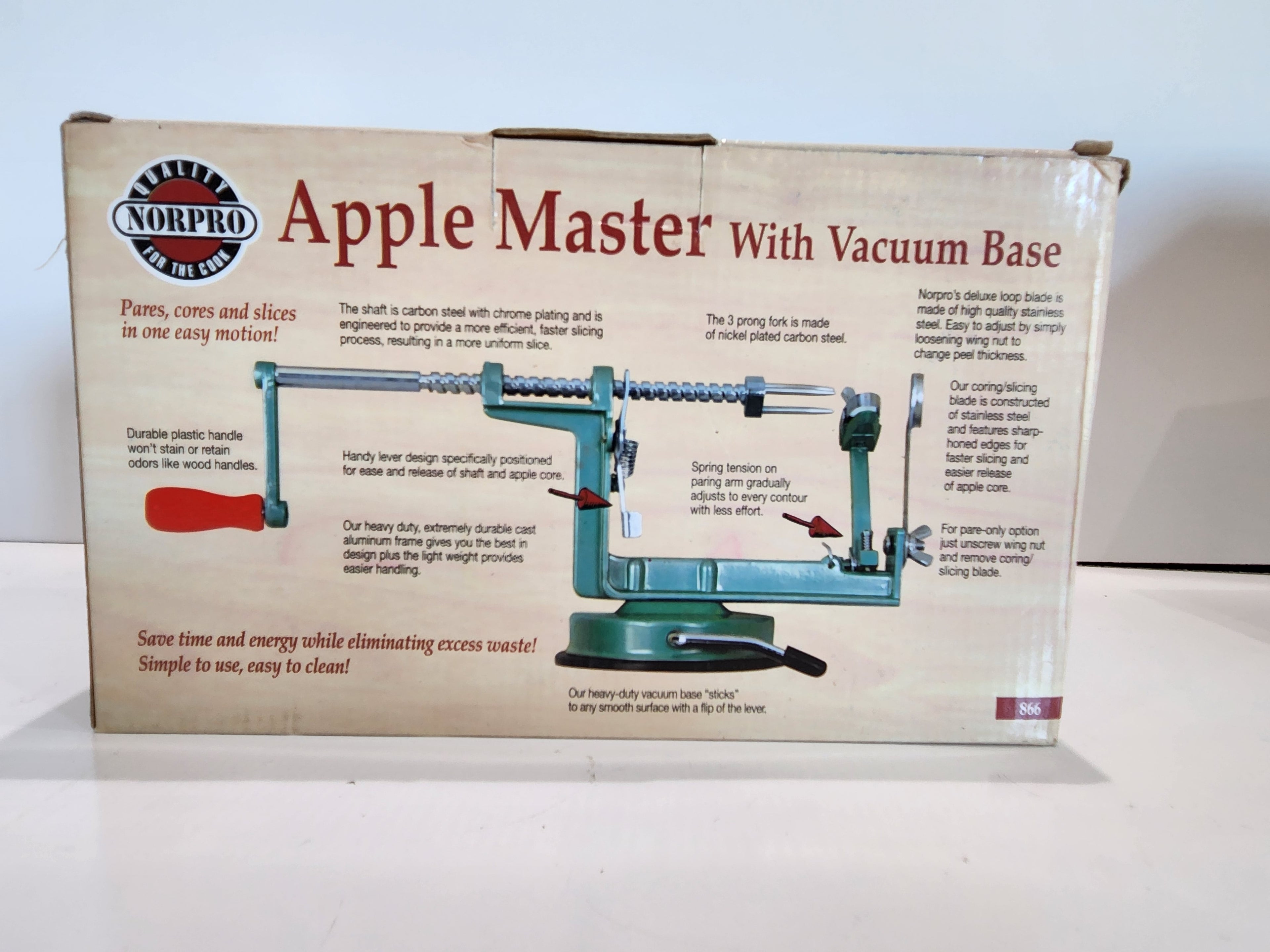 Norpro Apple Master With Vacuum Base Apple Peeler Corer Slicer Model 866