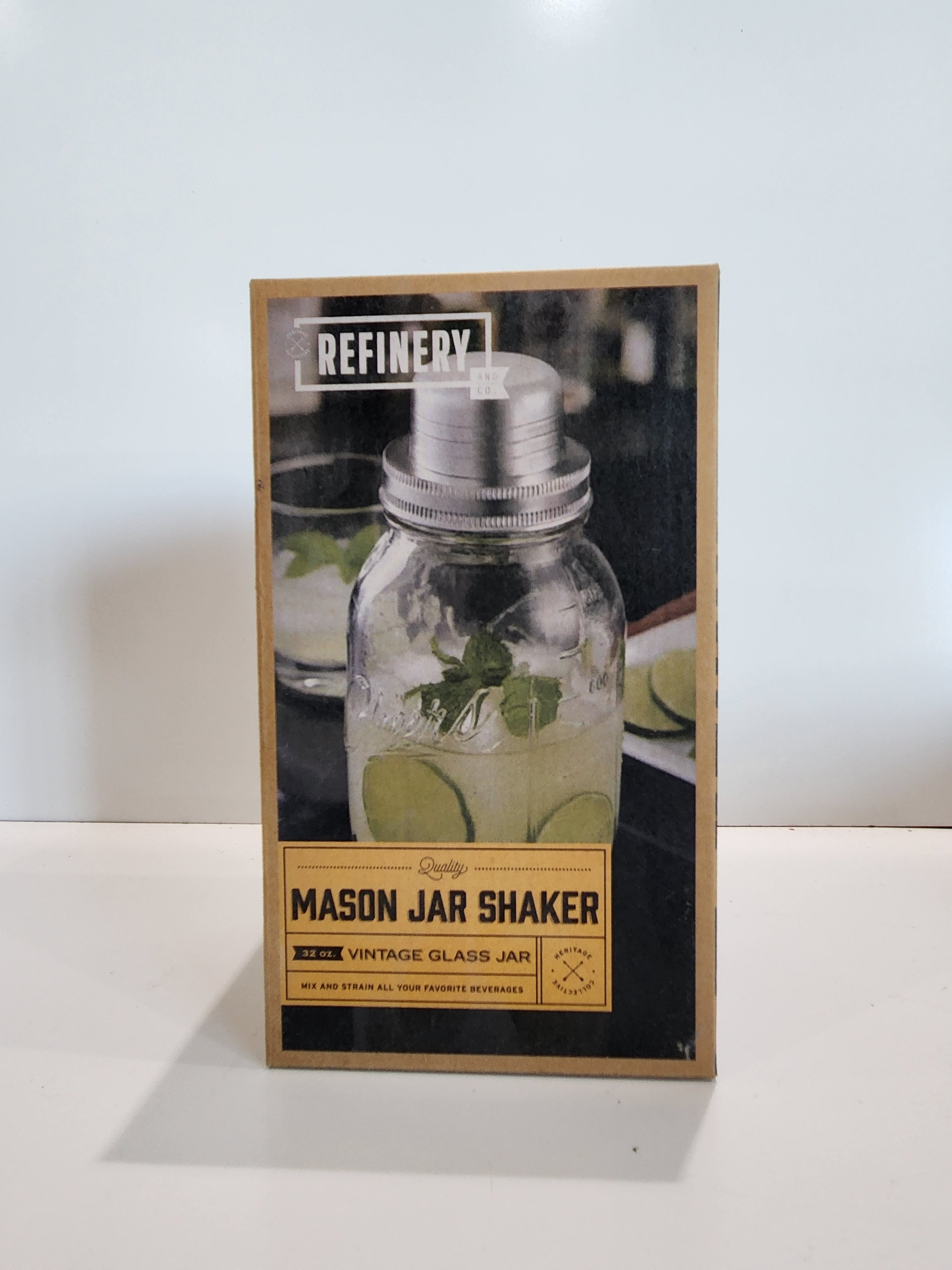Refinery And Co Mason Jar Cocktail Shaker 32oz Vintage Glass Barware Mixer
