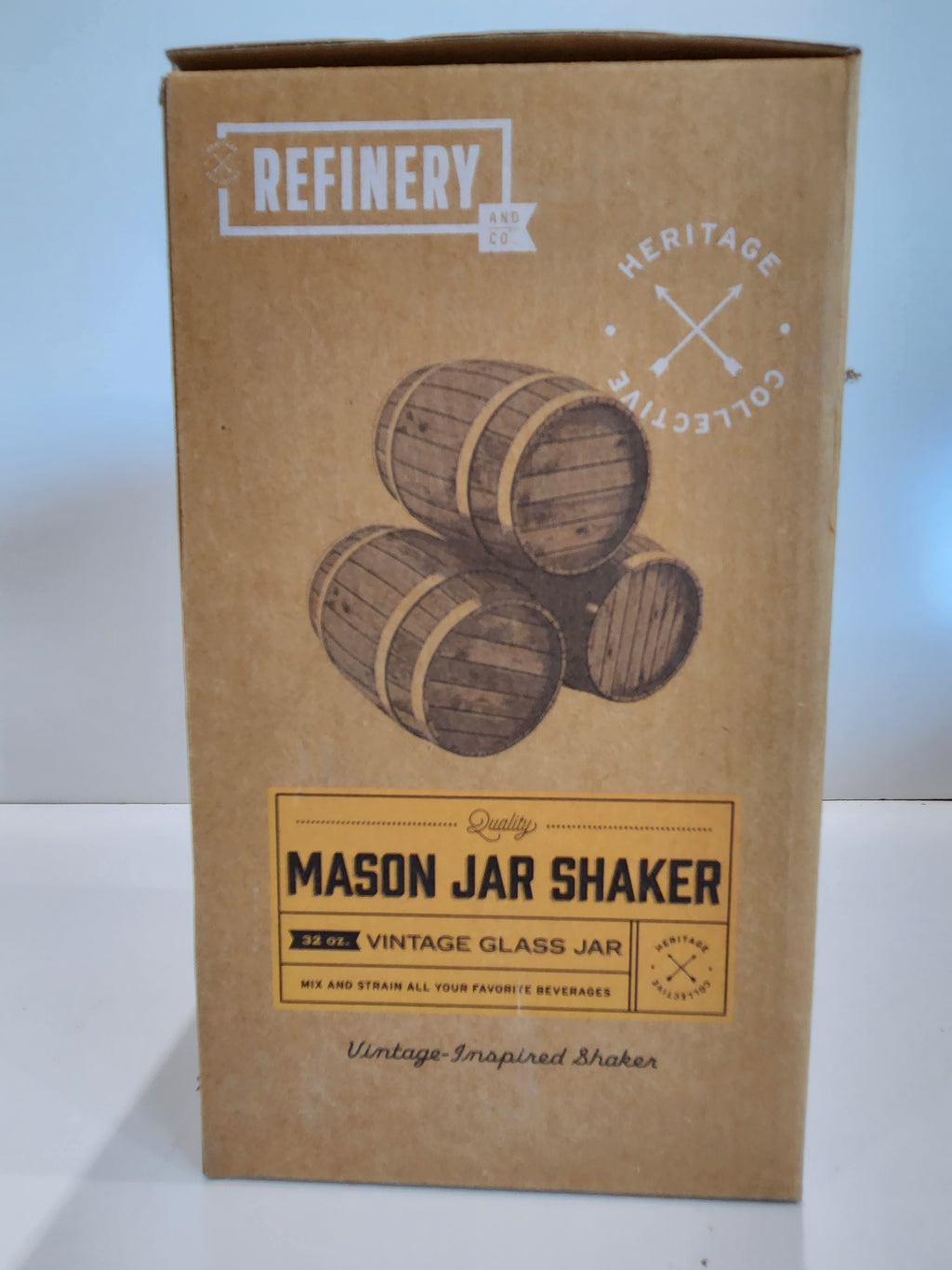 Refinery And Co Mason Jar Cocktail Shaker 32oz Vintage Glass Barware Mixer
