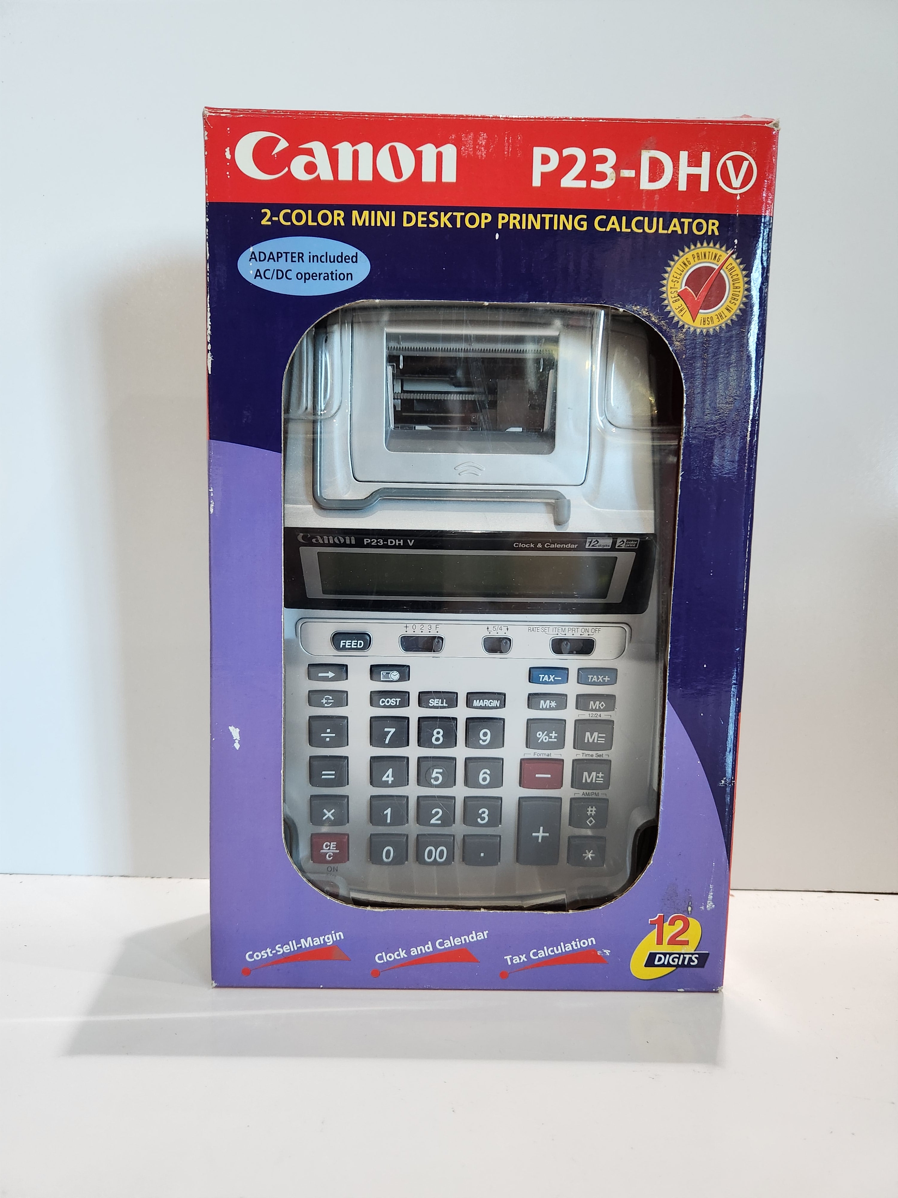 Canon P23-DH V 12-Digit 2-Color Mini Desktop Printing Calculator w/ AC Adapter