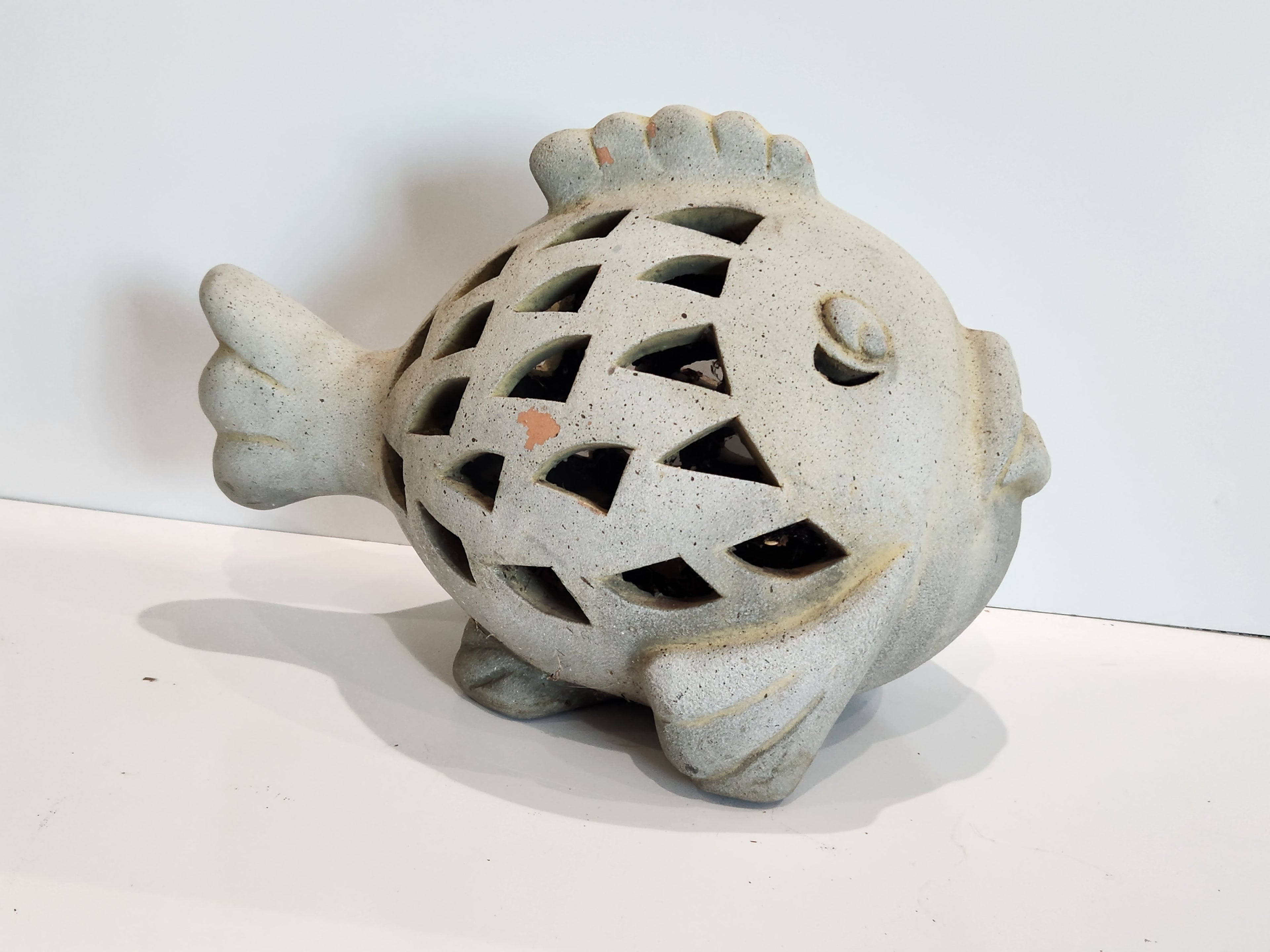 Vintage Cement Fish Garden Statue Lantern Decorative Outdoor Patio Sculpture