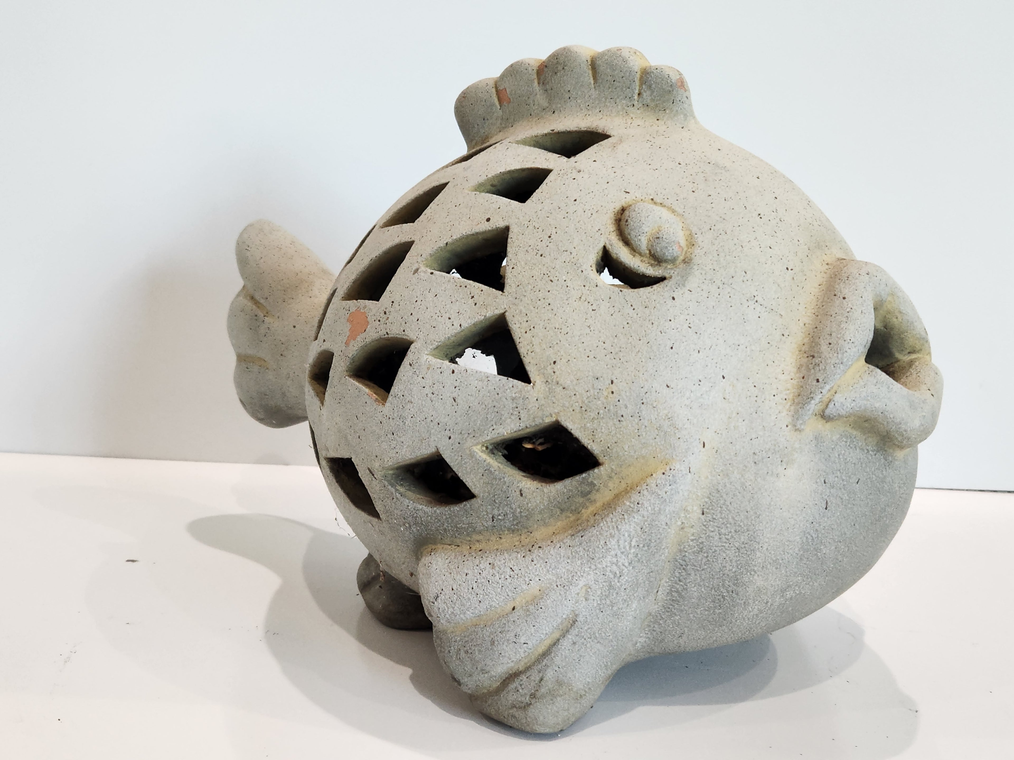 Vintage Cement Fish Garden Statue Lantern Decorative Outdoor Patio Sculpture