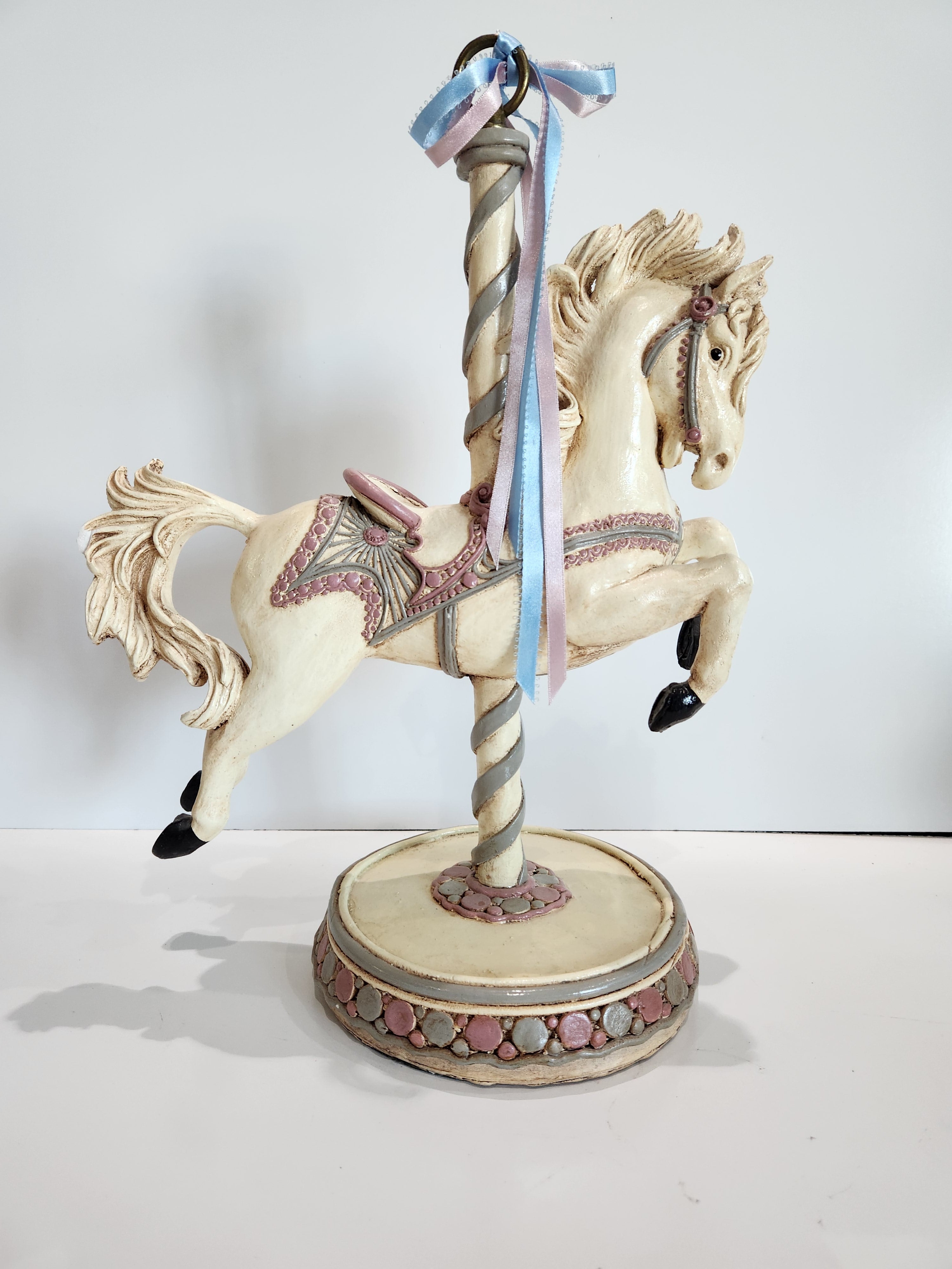 HTF Vintage Apsit Bros California Carousel Horse Figurine Handcrafted Pastel Decor