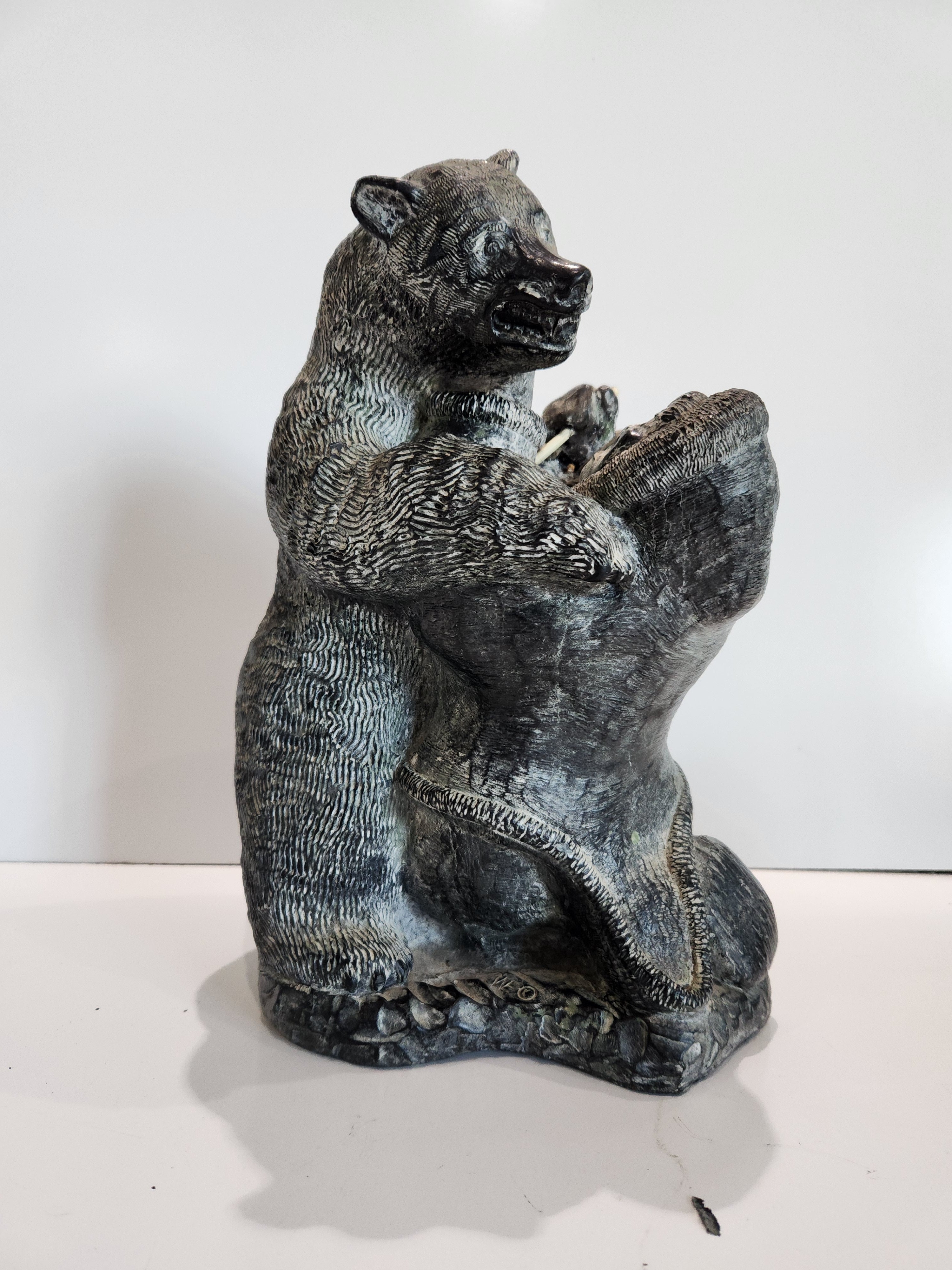 Vintage 12" Wolf Original Canada Bear Eskimo Inuit Sculpture Figurine