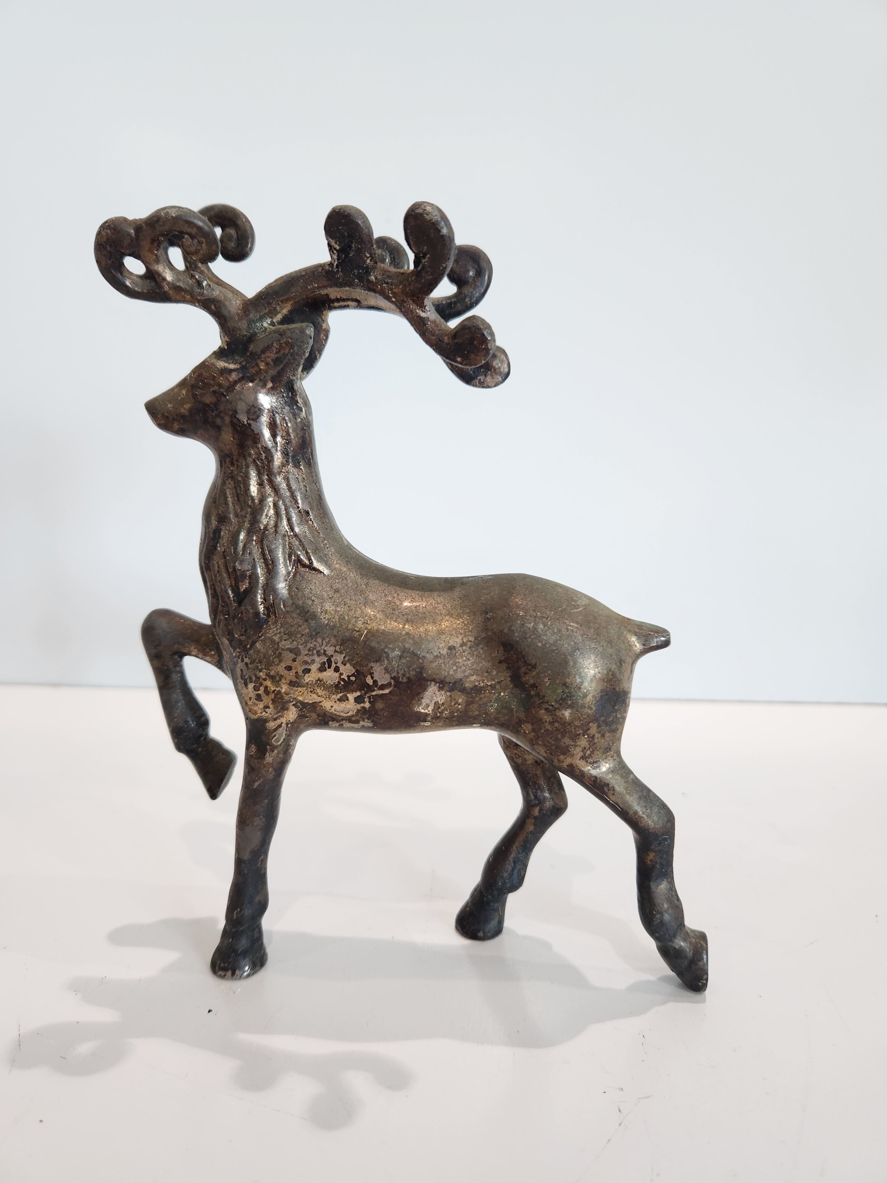 Vintage Brass Reindeer Deer Figurine Mid Century Modern Style Antler Decor