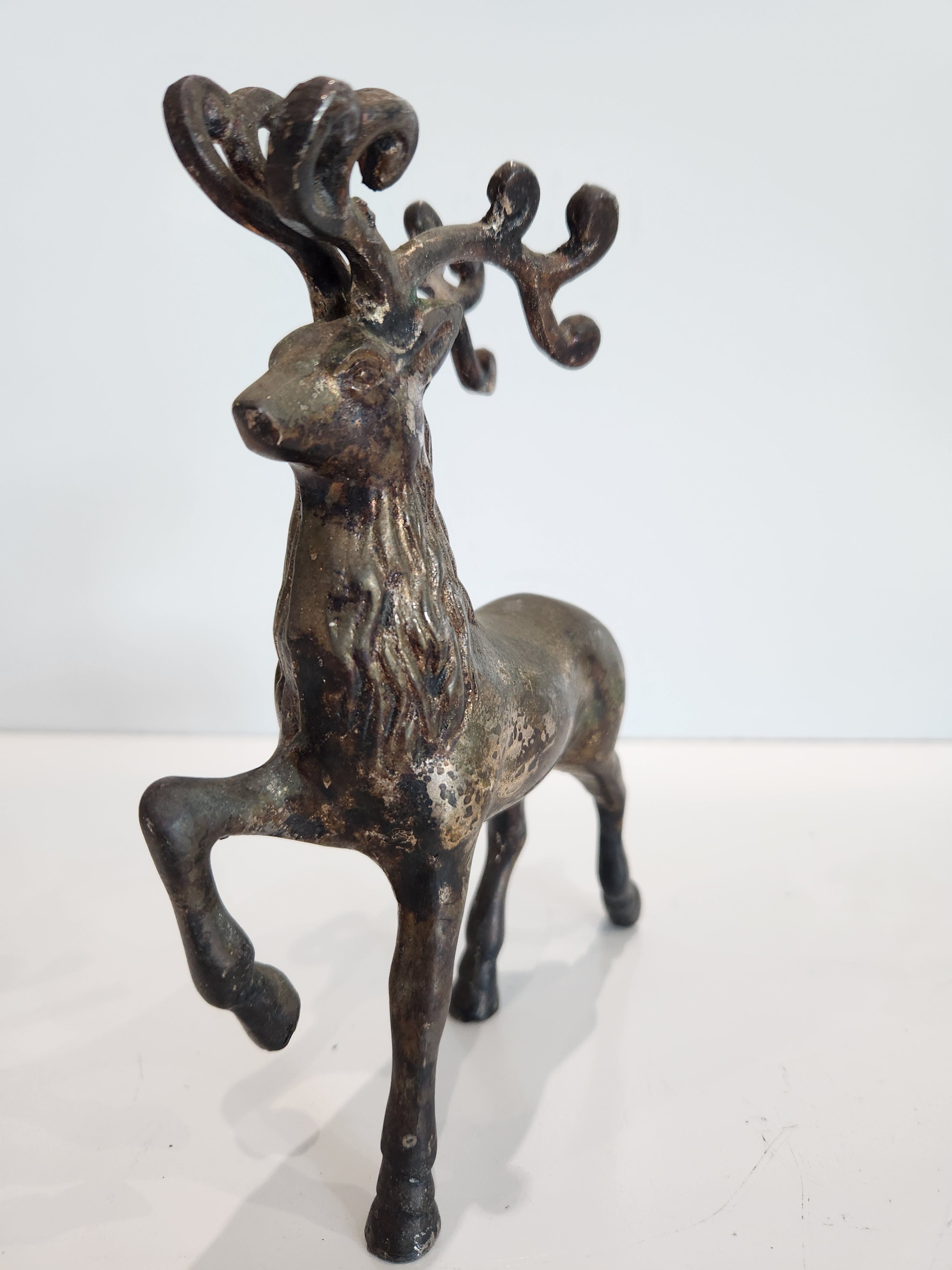 Vintage Brass Reindeer Deer Figurine Mid Century Modern Style Antler Decor