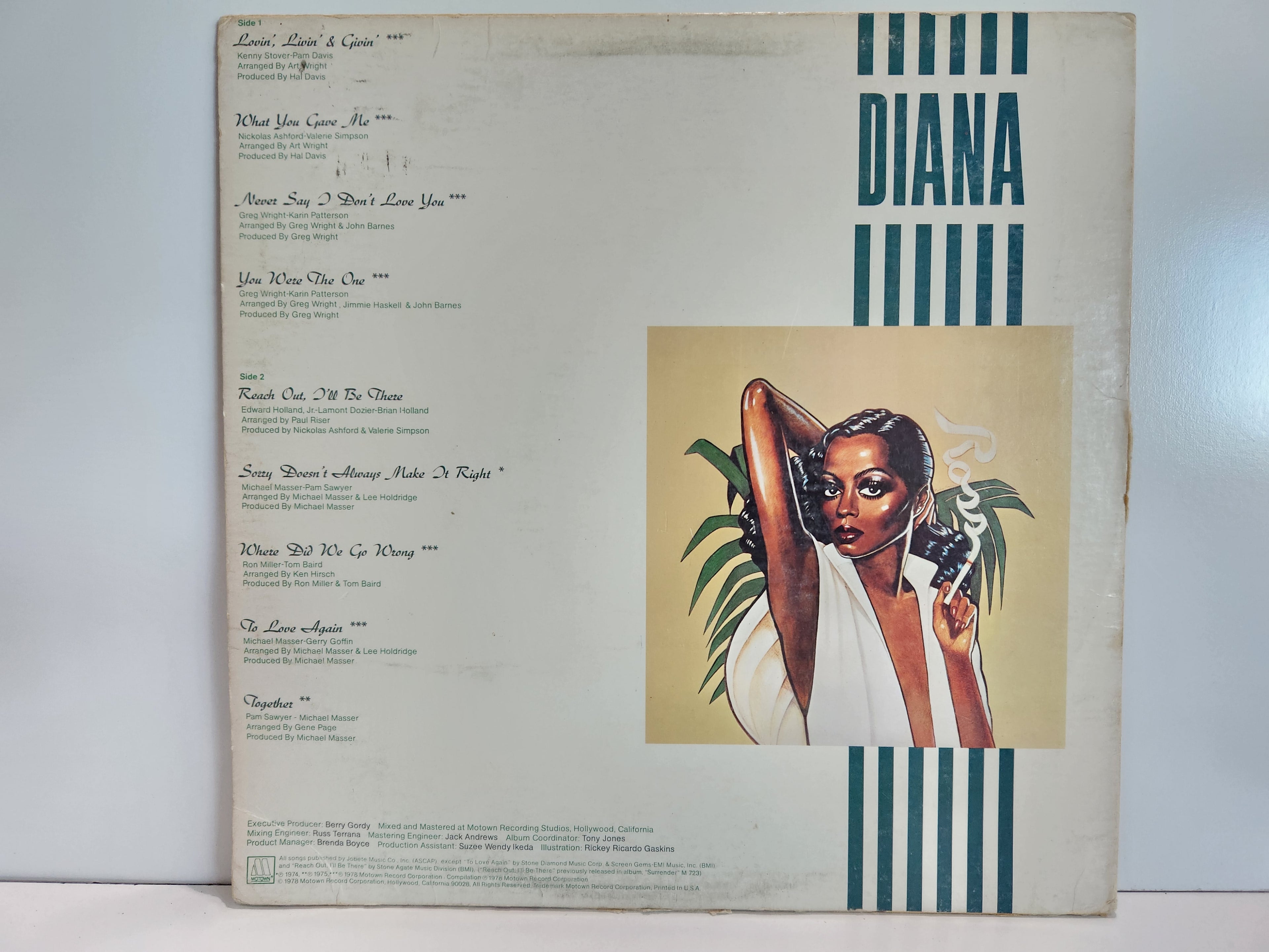 Vintage Diana Ross 1980 Motown Vinyl LP Record Album Pop Soul Classic