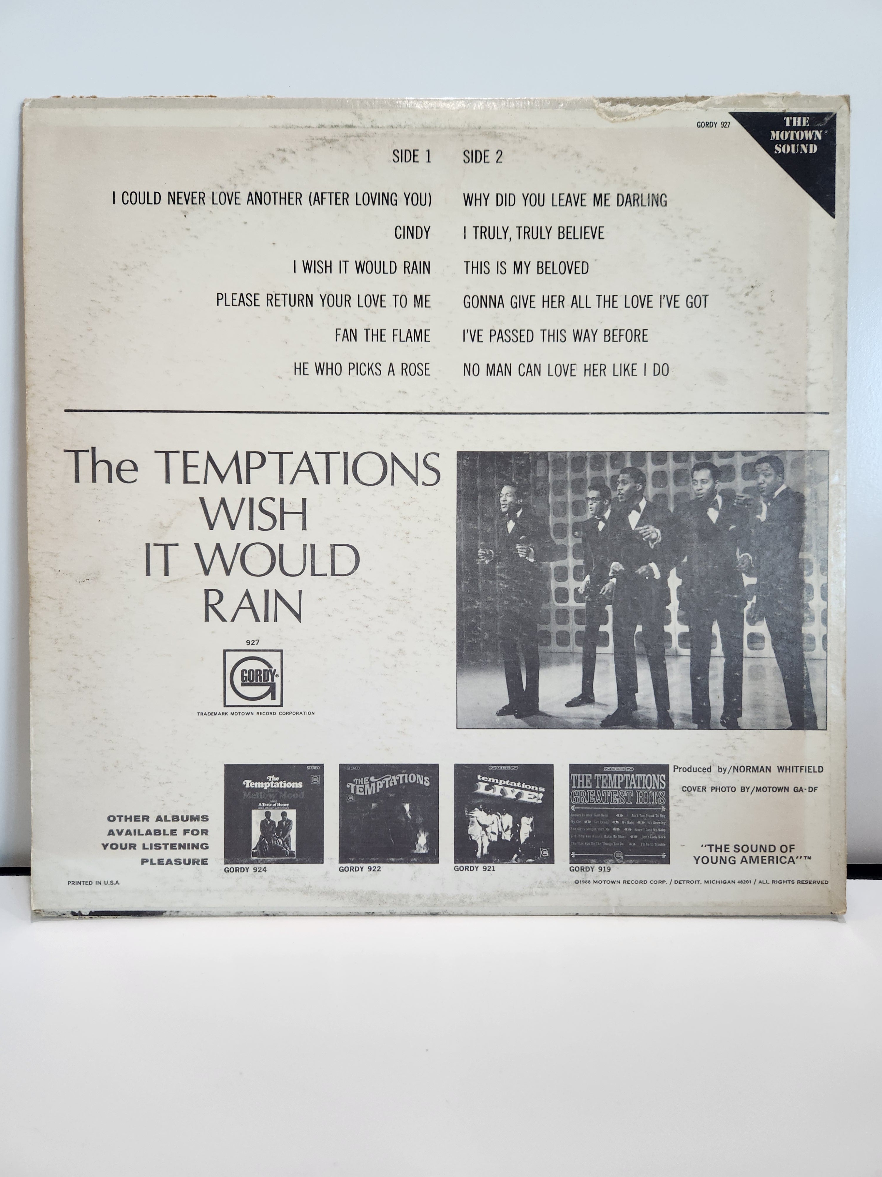 The Temptations Wish It Would Rain Vinyl LP Motown Gordy 927 Original Album