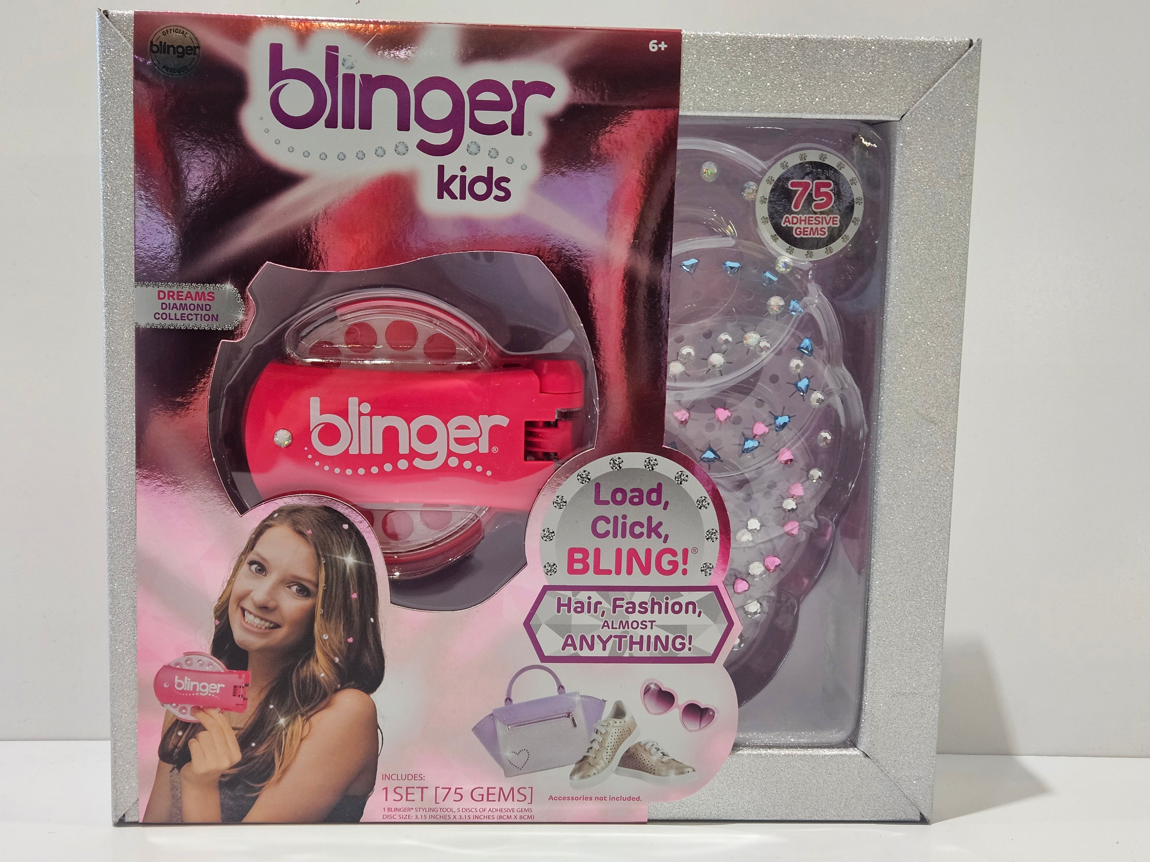 Blinger Kids Dreams Diamond Collection Hair Gem Styling Tool 75 Adhesive Gems