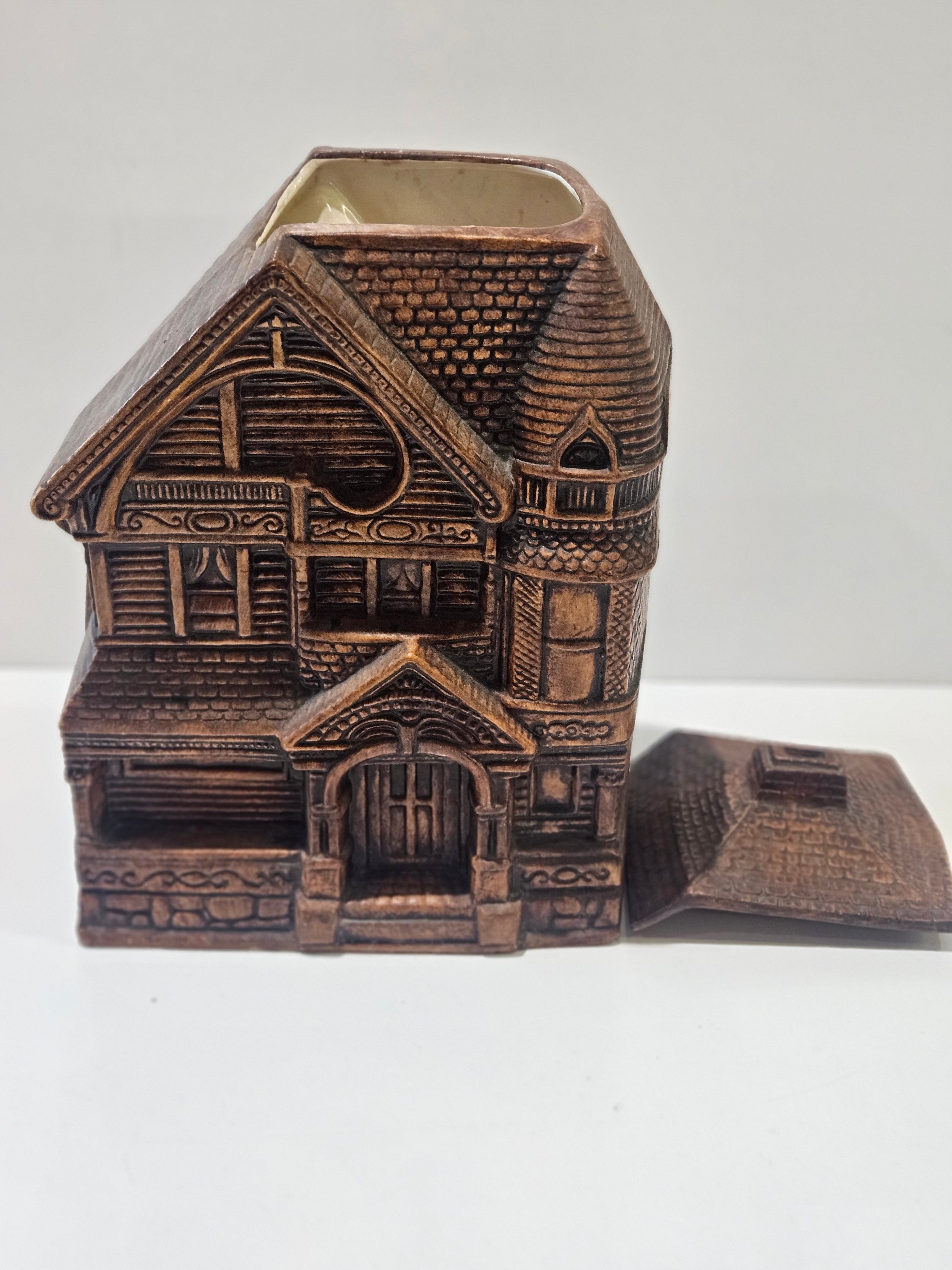 Handmade Vintage Treasure Craft Victorian House Cookie jar or Base. Original Sticker. 1970’s.