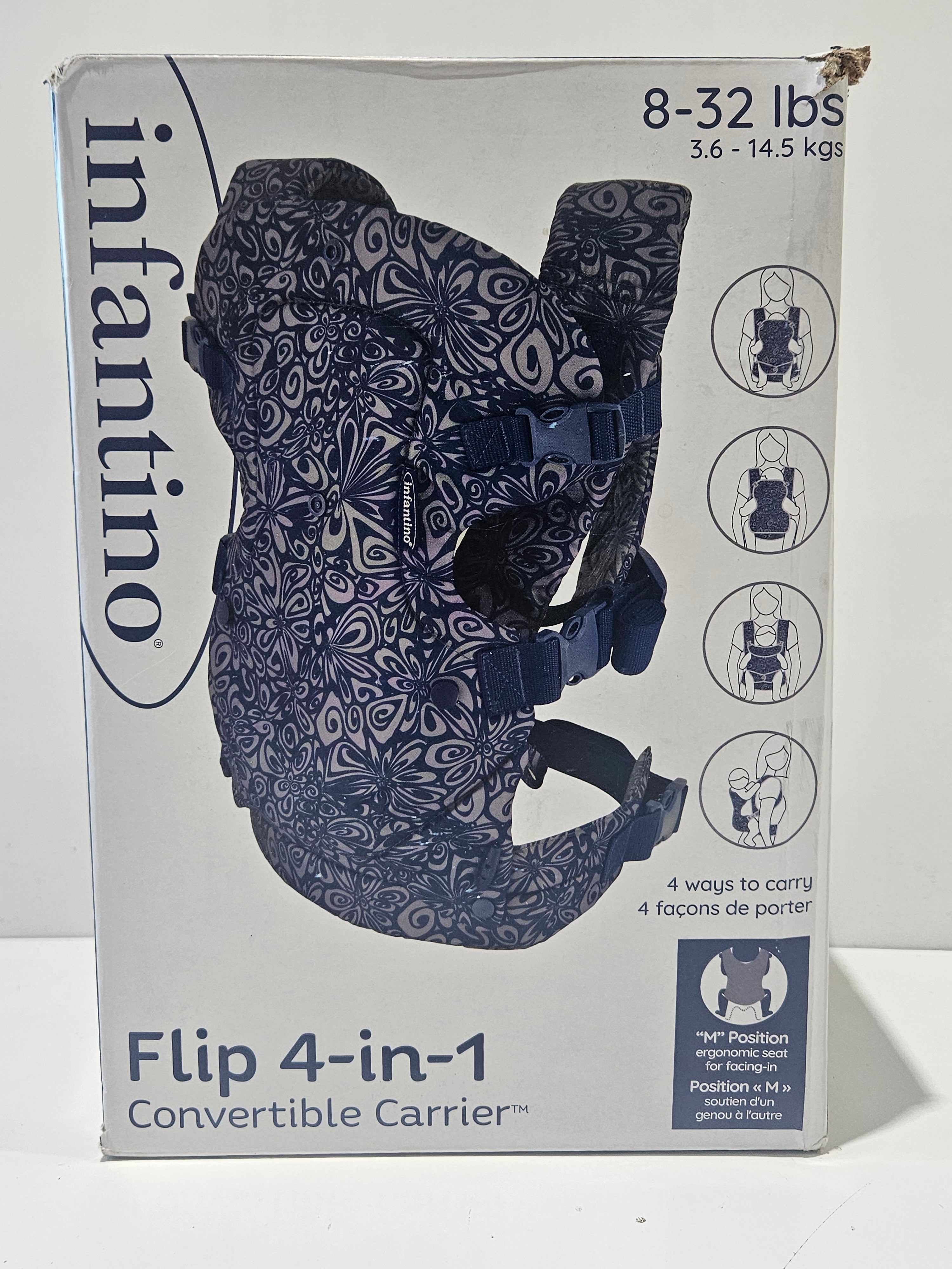 Infantino Flip 4-In-1 Convertible Baby Carrier Ergonomic 8-32 Lbs Blue