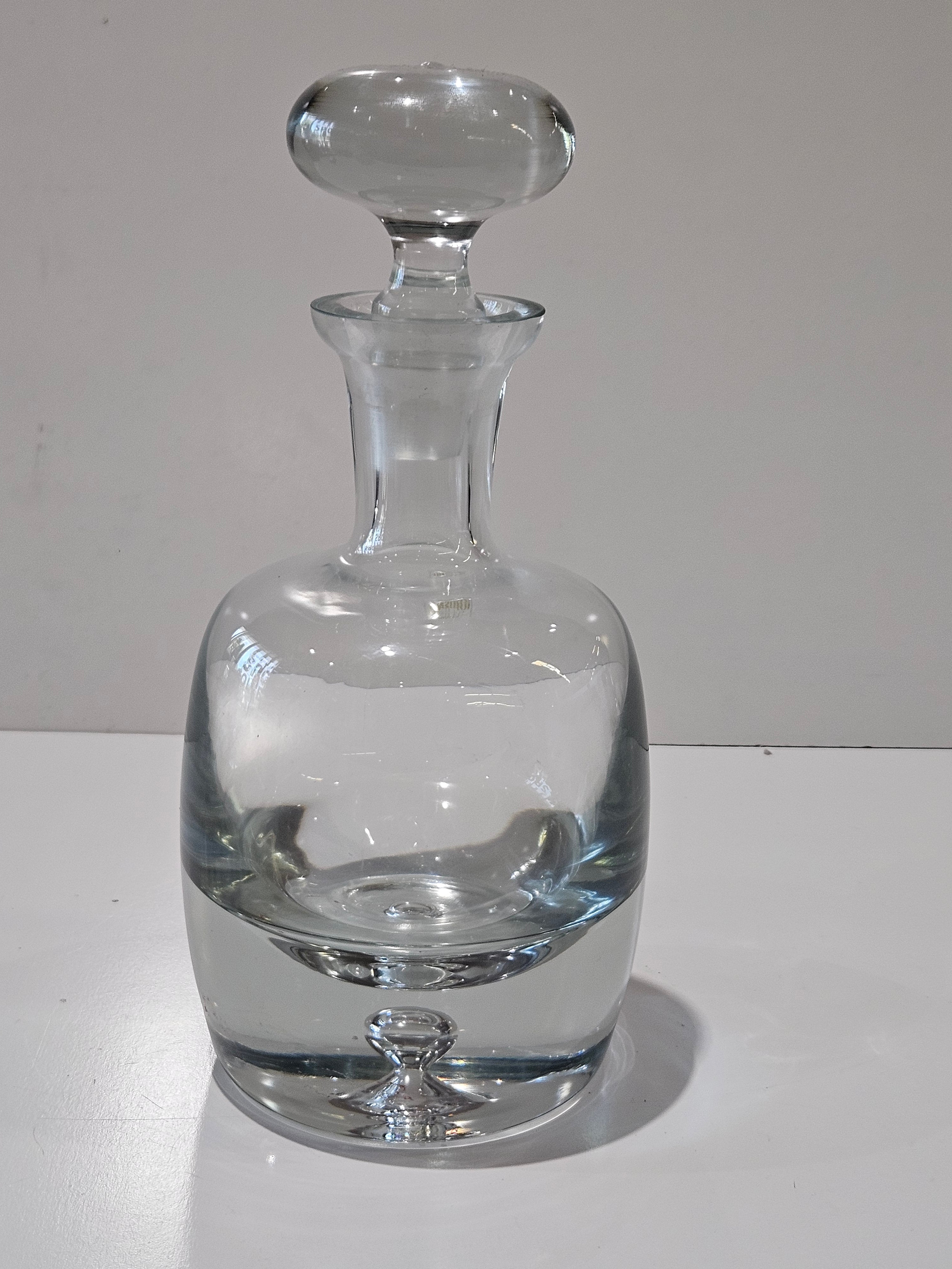 Vintage Krosno Poland Hand Blown Crystal Glass Decanter Whiskey Barware Vessel