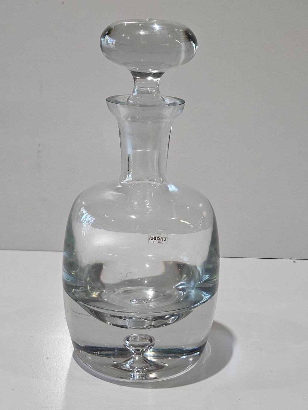 Vintage Krosno Poland Hand Blown Crystal Glass Decanter Whiskey Barware Vessel