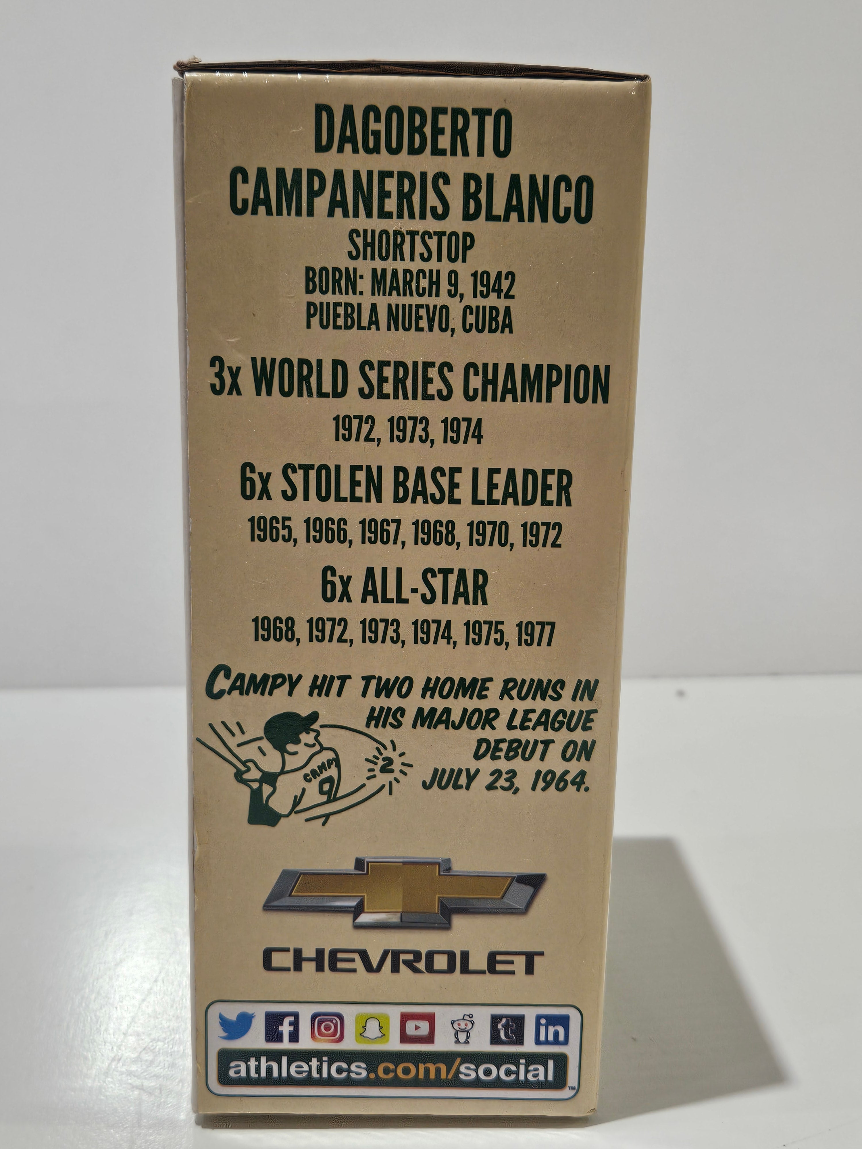 Vintage Oakland Athletics Bert Campy Campaneris Bobblehead SGA MLB Collectible