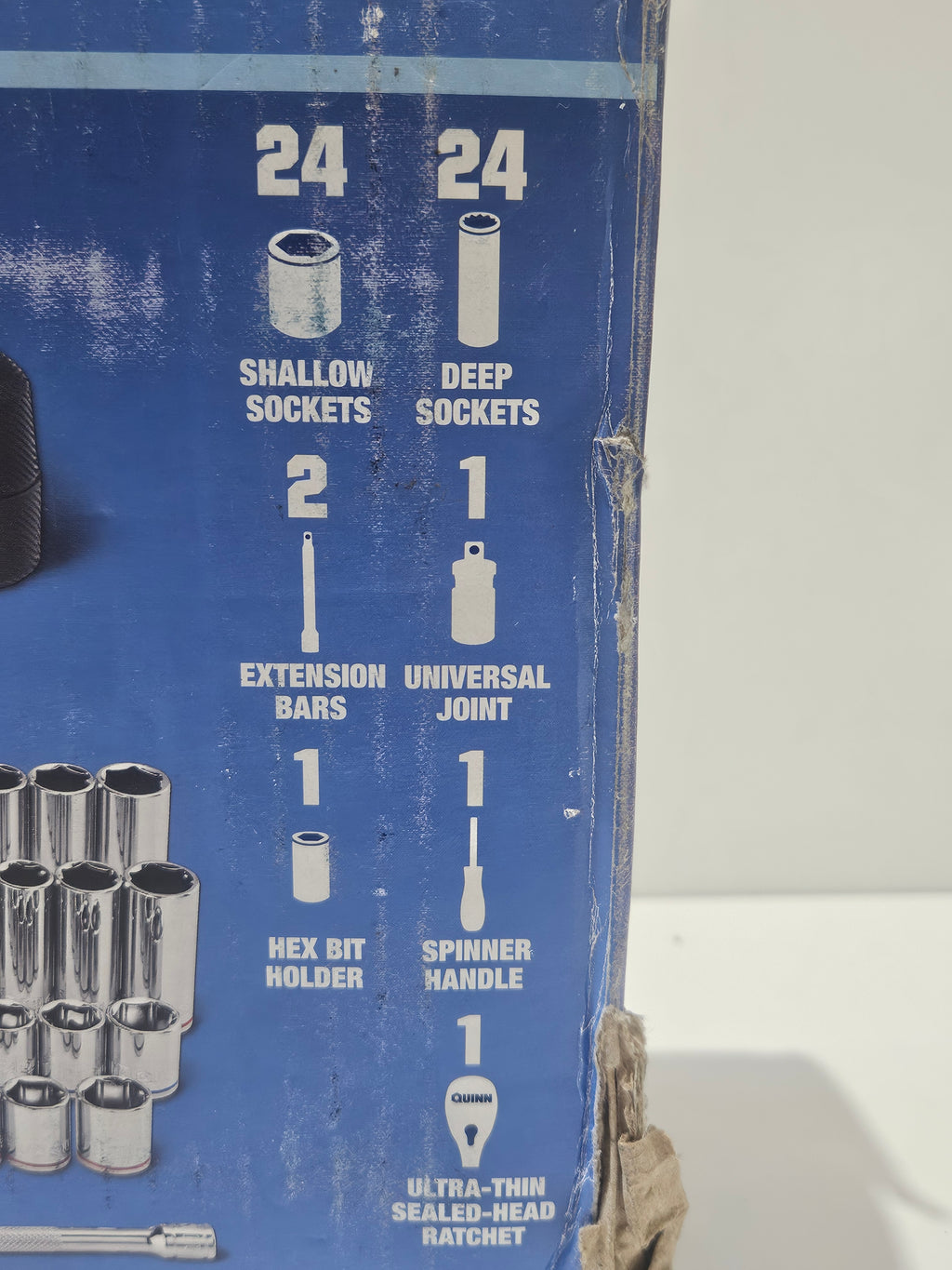 QUINN 54Pc 1/4 Drive Master Socket Set SAE Metric Ratchet Tool Kit Case