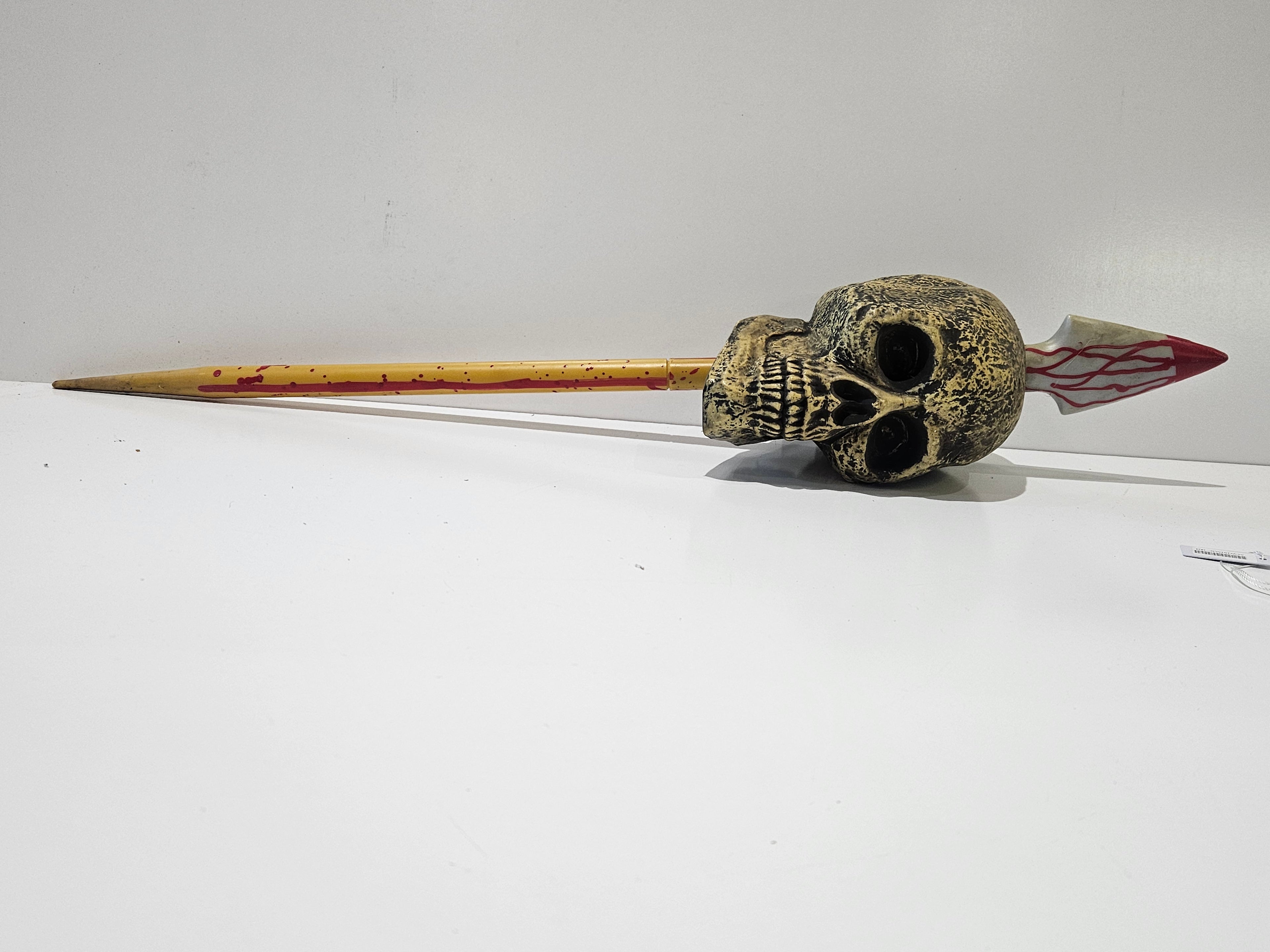 Vintage Skull Spear Halloween Decor Prop Tribal Style Display Piece Gothic Art