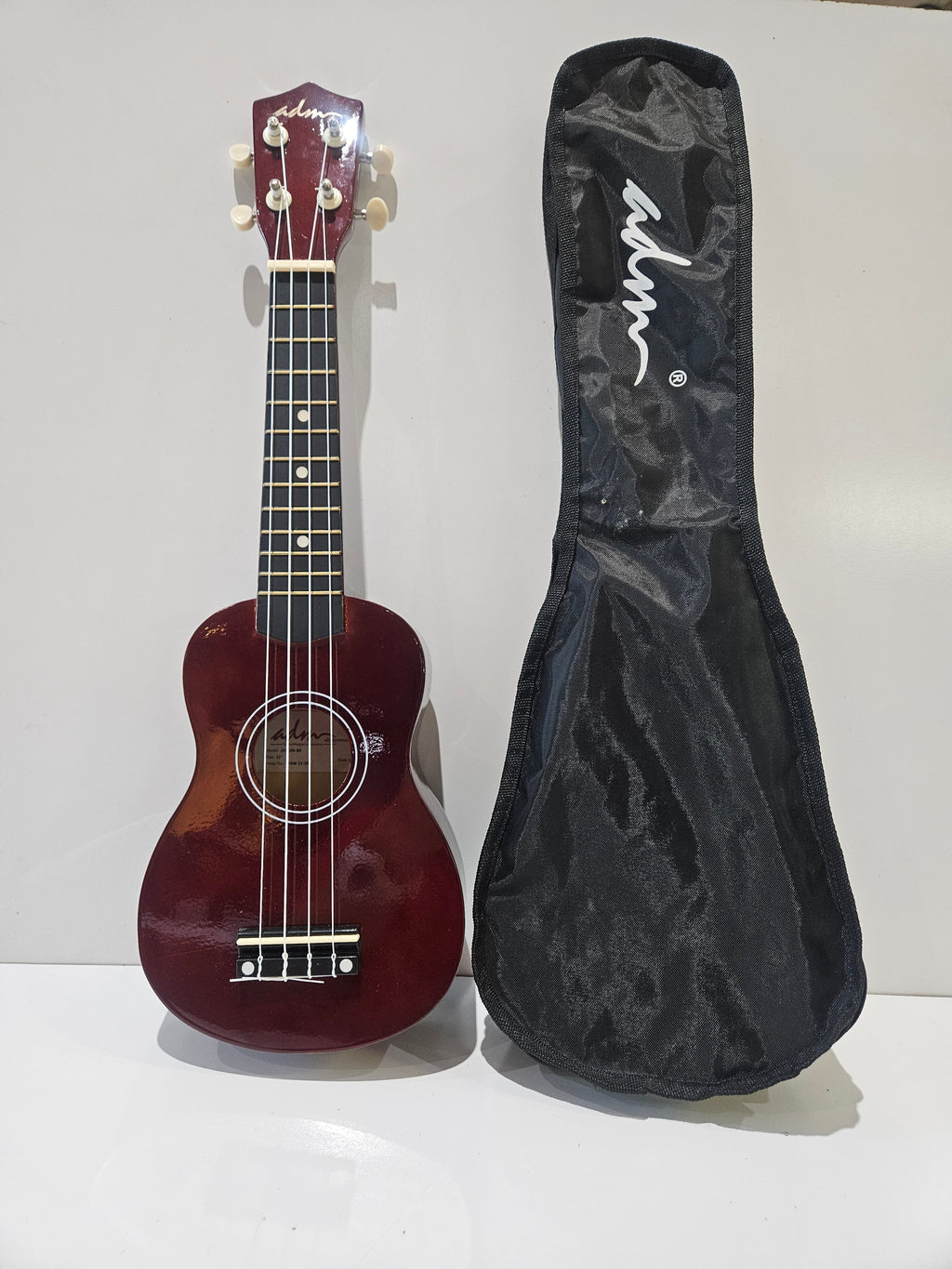 ADM 21 Inch Soprano Ukulele JU110N Gloss Mahogany Finish With Carrying Bag