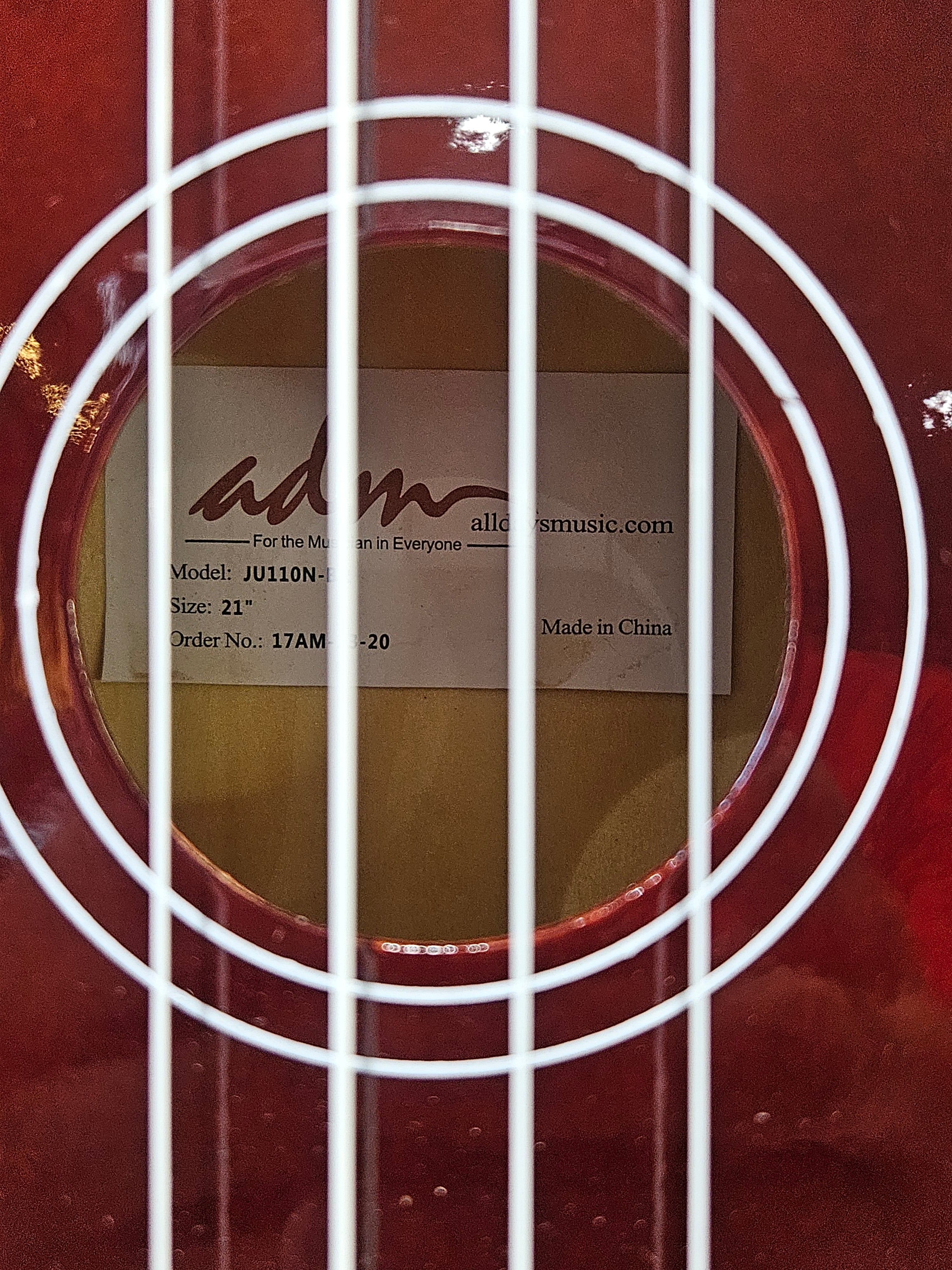ADM 21 Inch Soprano Ukulele JU110N Gloss Mahogany Finish With Carrying Bag
