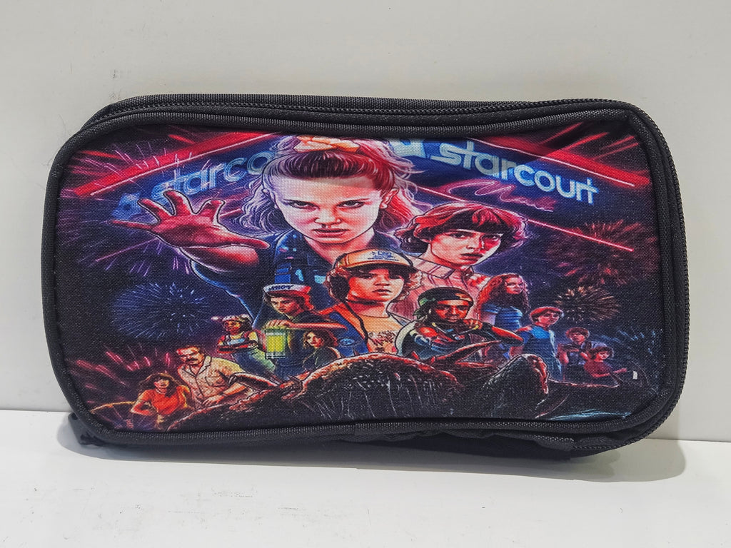 Stranger Things Character Print Zipper Pencil Case Travel Storage Pouch Bag