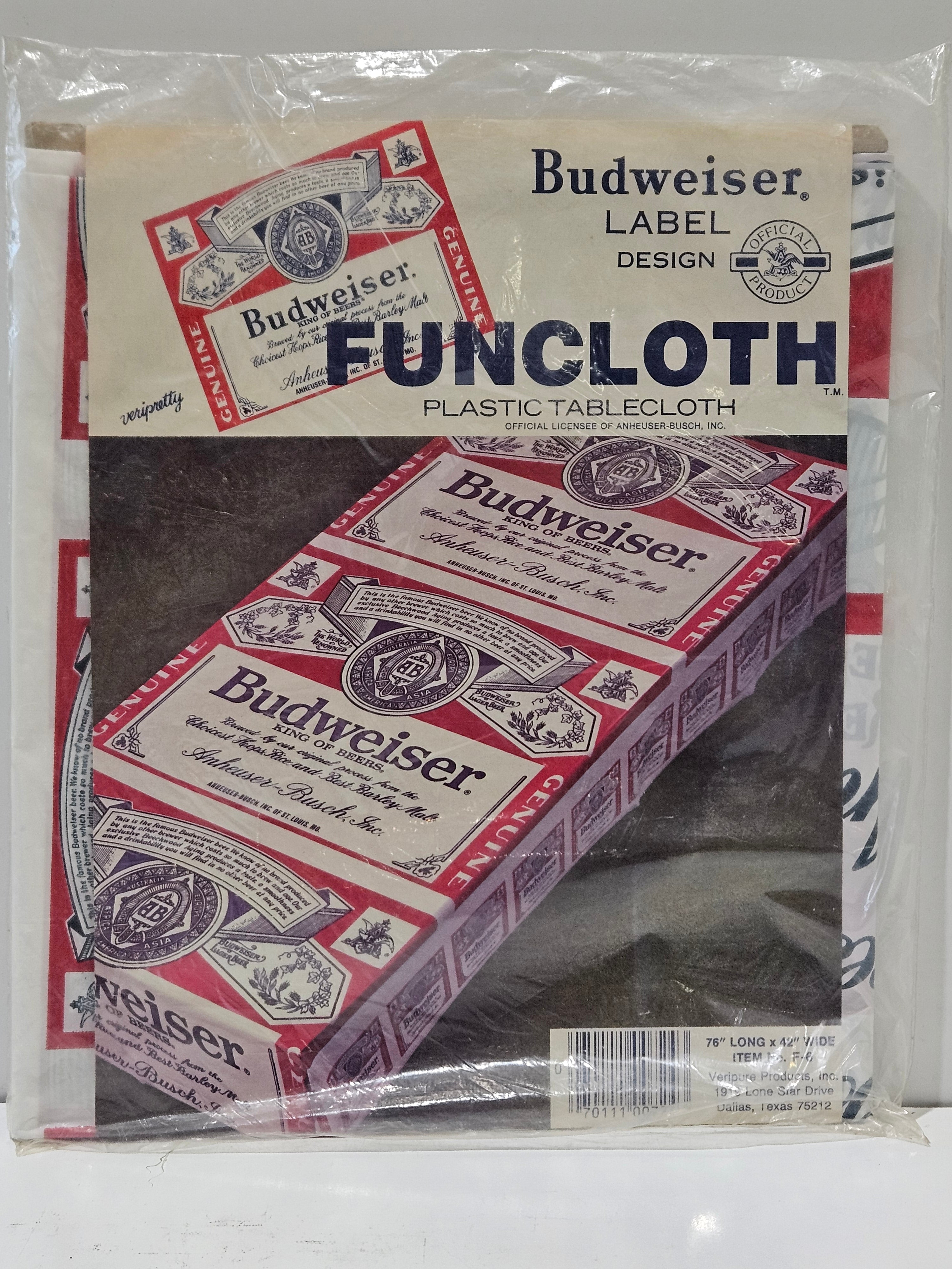 Vintage Budweiser Label Design Funcloth Plastic Tablecloth 76x42 Bar Decor