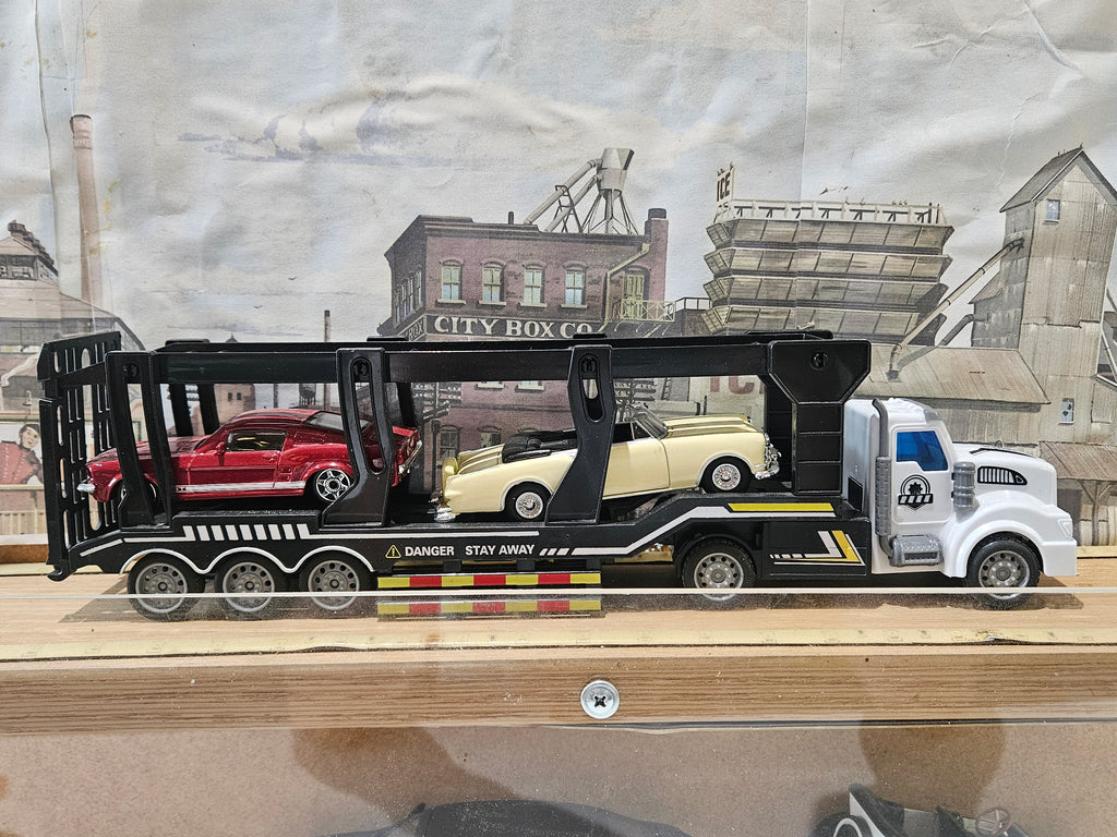 Vintage Diecast Car Carrier Transport Truck Display Collection With Acrylic Case
